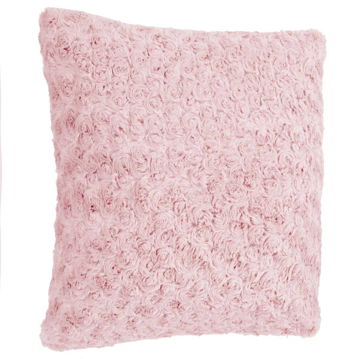 Atmosphera - Cojín de piel con rizo - rosa - 45x45 cm | Leroy Merlin