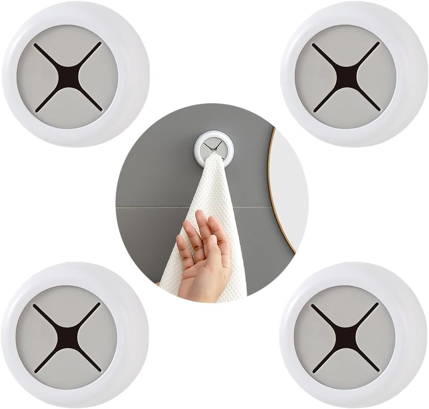 Zestaw 4 klipsów do ręczników, samoprzylepne klipsy do ręczników, nie wymagają wiercenia, samoprzylepne klipsy do ręczników (4 sztuki)