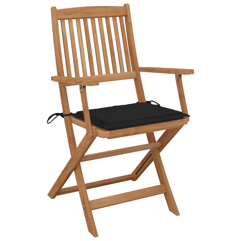Chaises pliables de jardin 4 pcs avec coussins Bois d'acacia - 2