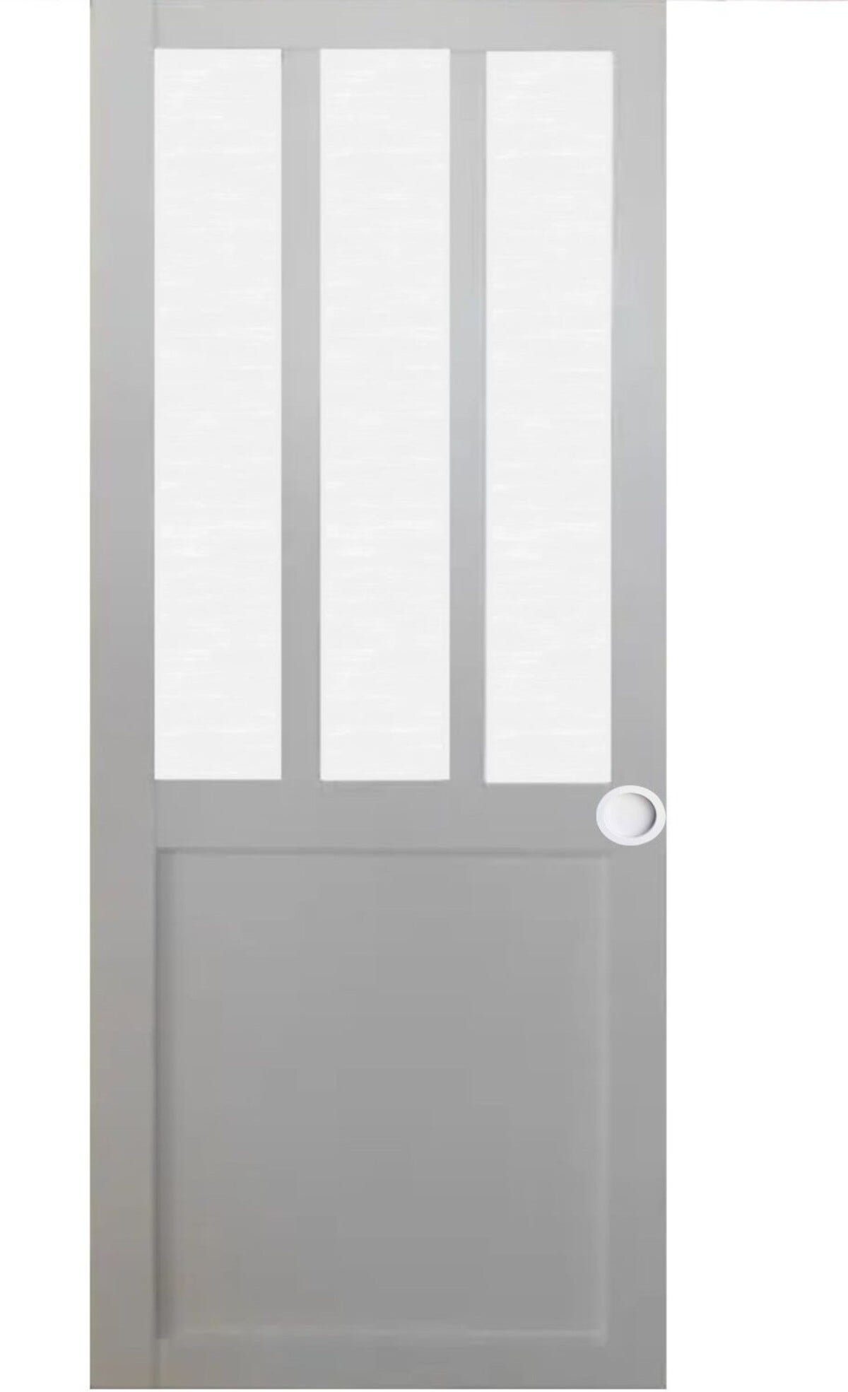 Porte Coulissante Atelier Blanc Vitre Depoli H204 X L73 Et Coquilles ...