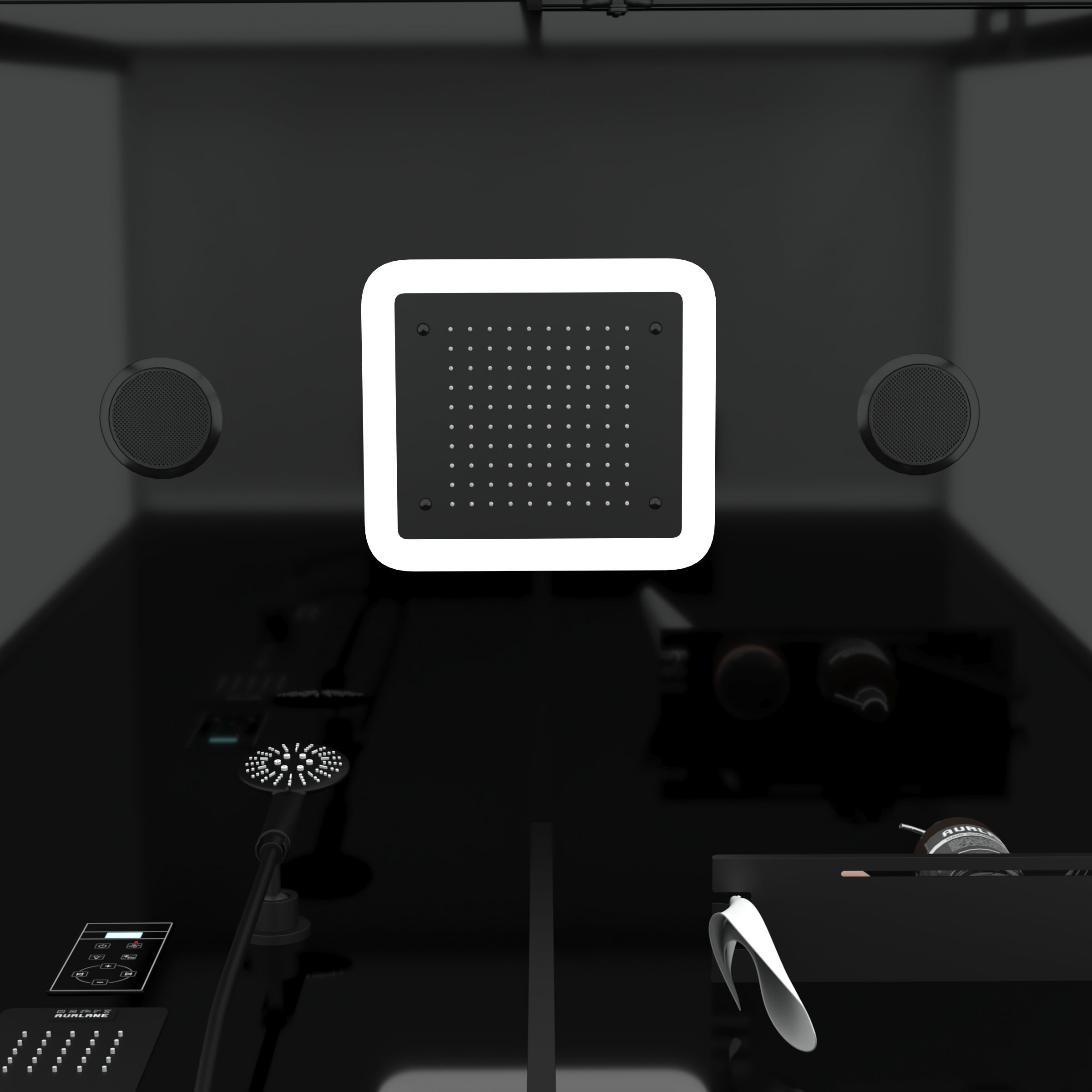 Cabina doccia idromassaggio 140x85x218 cm - Porta scorrevole - Pannelli e Profili Nero opaco - 7