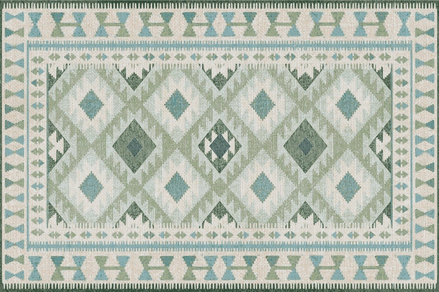 Tapis en vinyl extérieur décoratif losanges verts élégants style moderne terrasse 100x50 – Tulup - 2