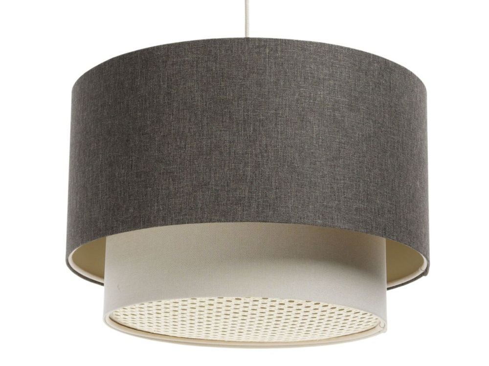 Lampa wisząca ERUTAN DOUBLE RATTAN 40 szara/kremowa