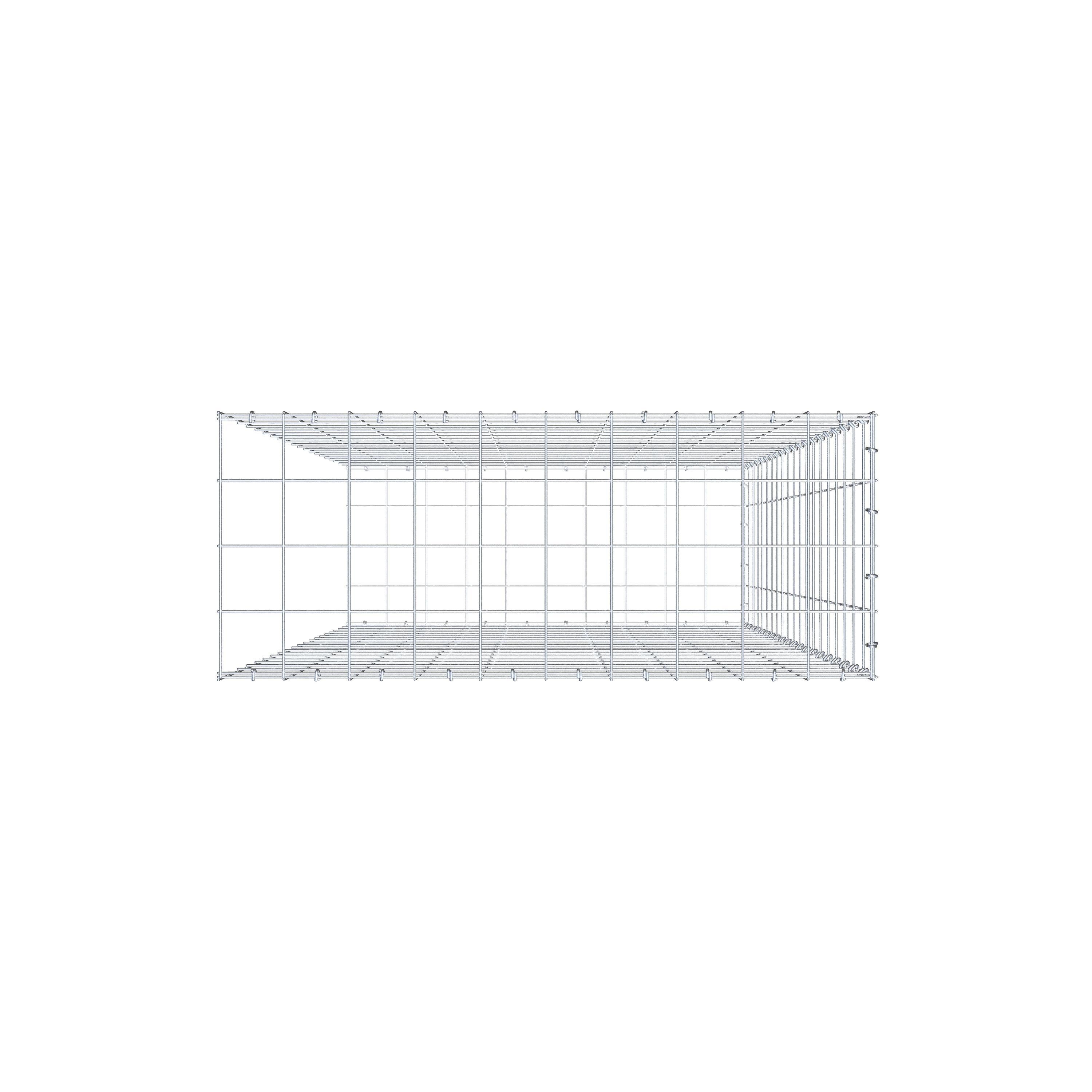 Gavión para alargar en acero galvanizado 200x100x40cm (LxAxP), malla 10 x 10cm, Anillo en C, sin rejilla frontal - 8