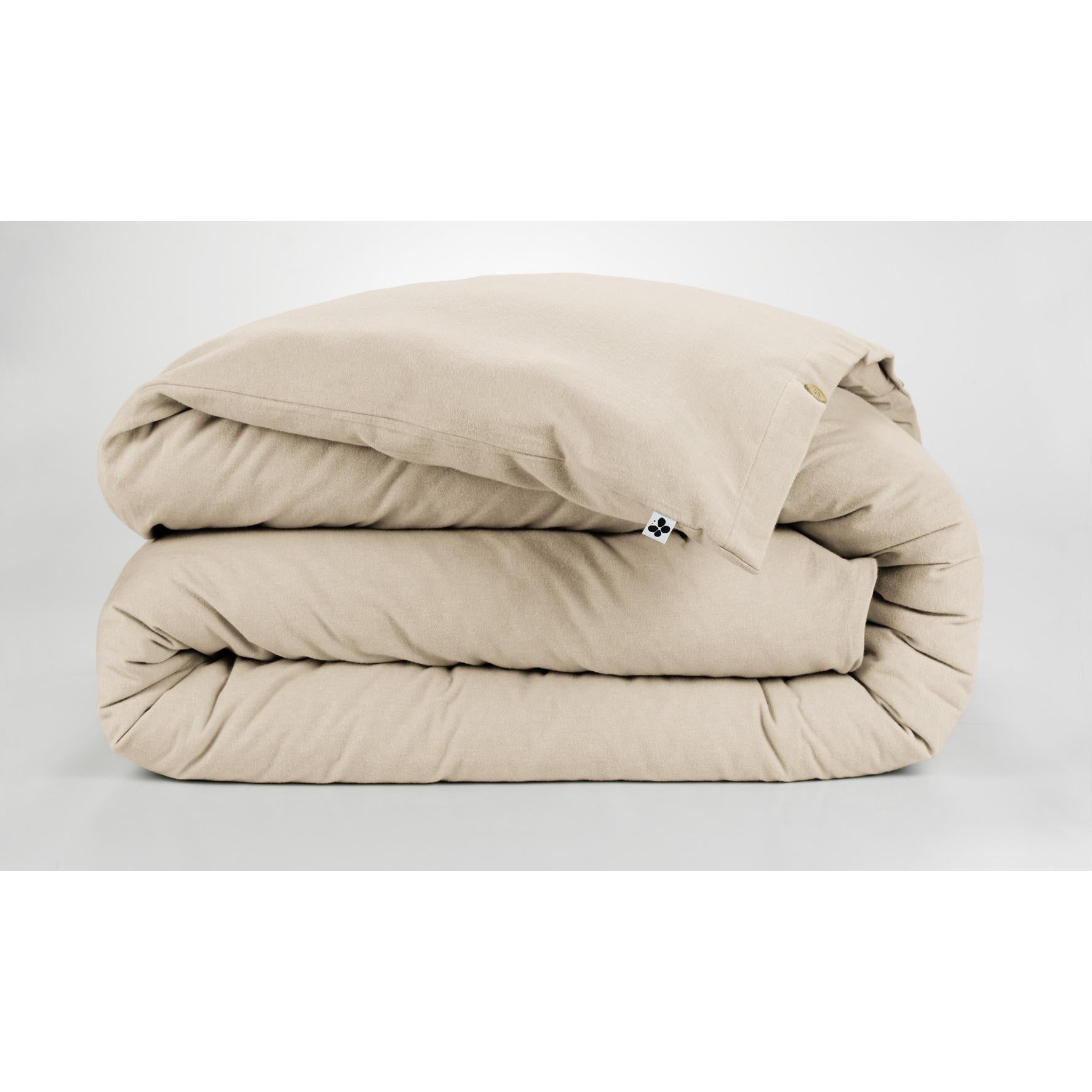 Pack Housse de couette chaude en flanelle 240 x 220 cm + drap housse 140x190 Candice Beige - 3