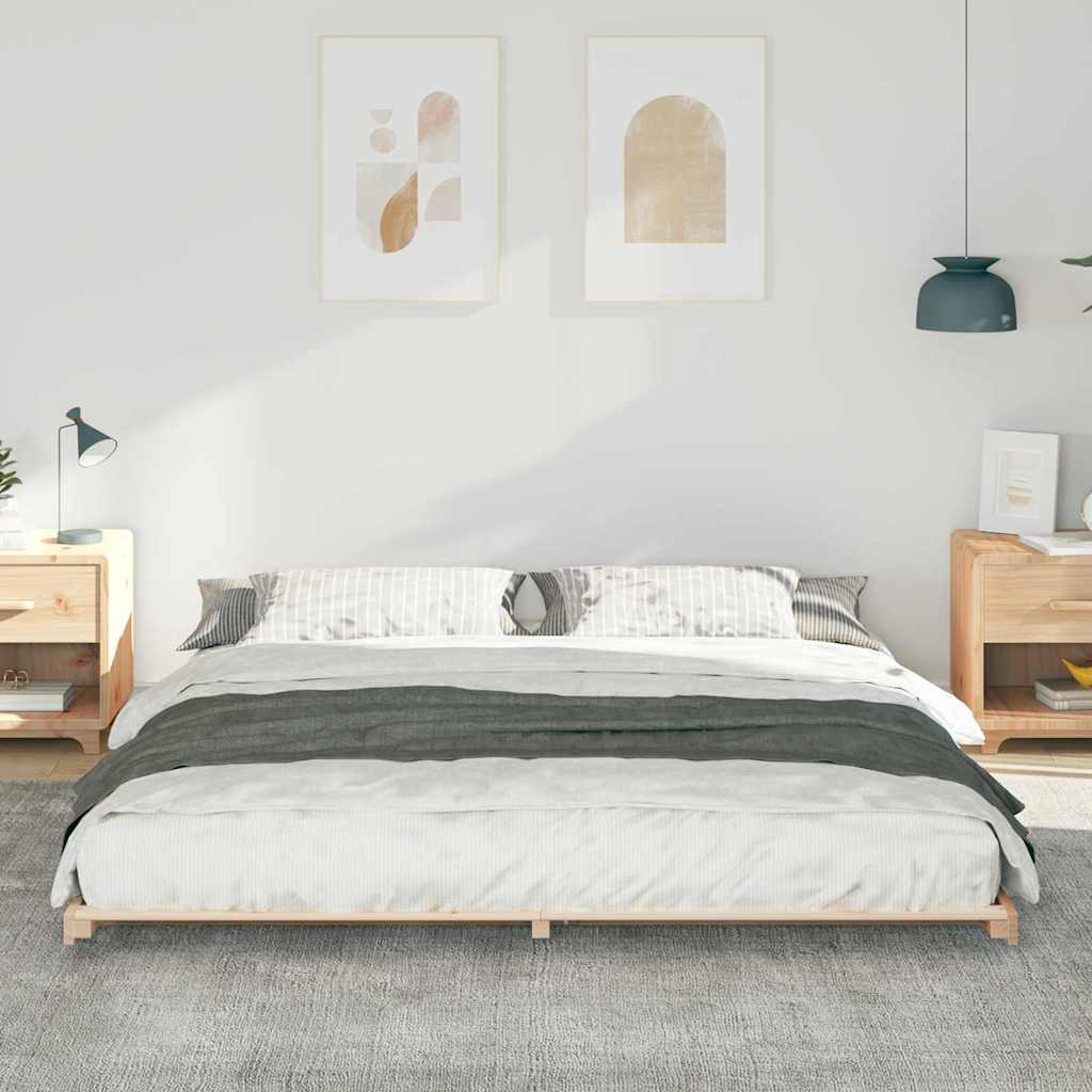 Cadre de lit en pin massif marron pour la chambre, 200 × 210 cm - 3