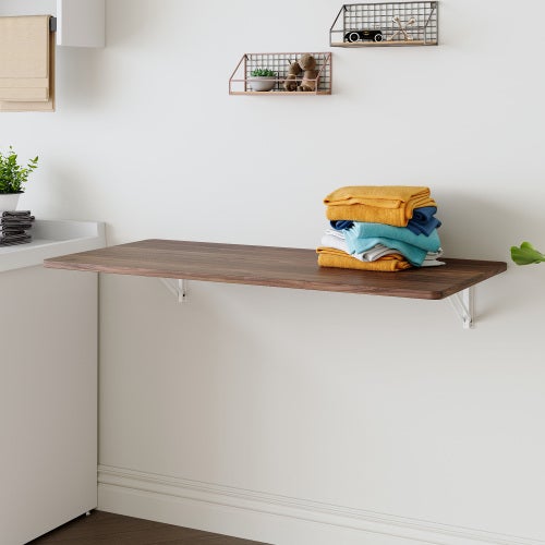 Établi mural pliant 114x56cm table suspendue rabattable pour buanderie bureau cuisine garage - 2