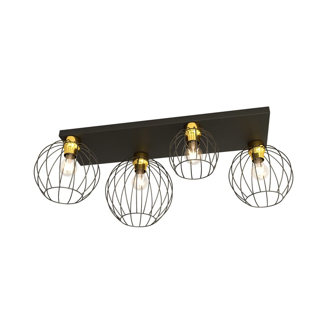 Lampa sufitowa wisząca Nest czarno-złota 4xE27x15W industrialna wym: 28 x 83 x 24 cm metal Emibig