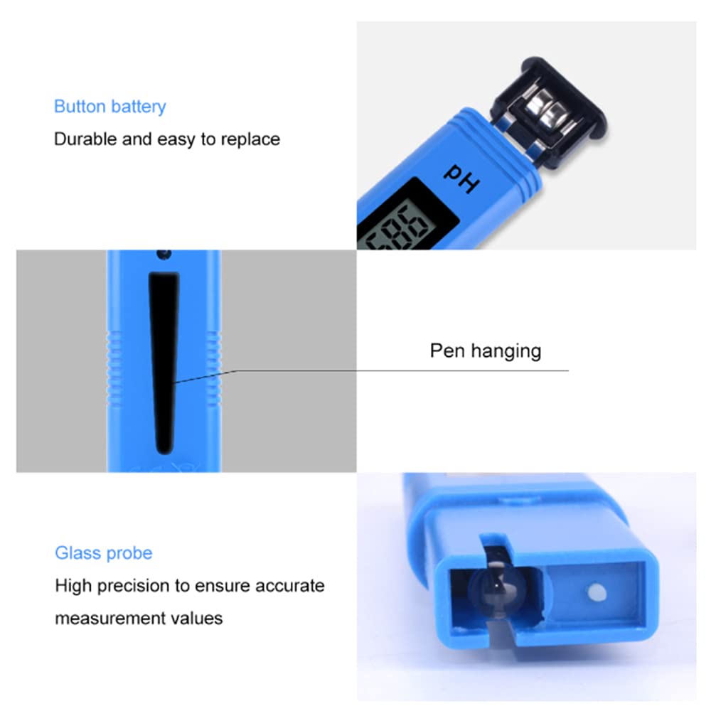 Testeur de qualité de l'eau pH-mètre, plage de mesure 0-14, haute précision 0,01, adapté à l'eau hydroponique domestique, bleu - 8