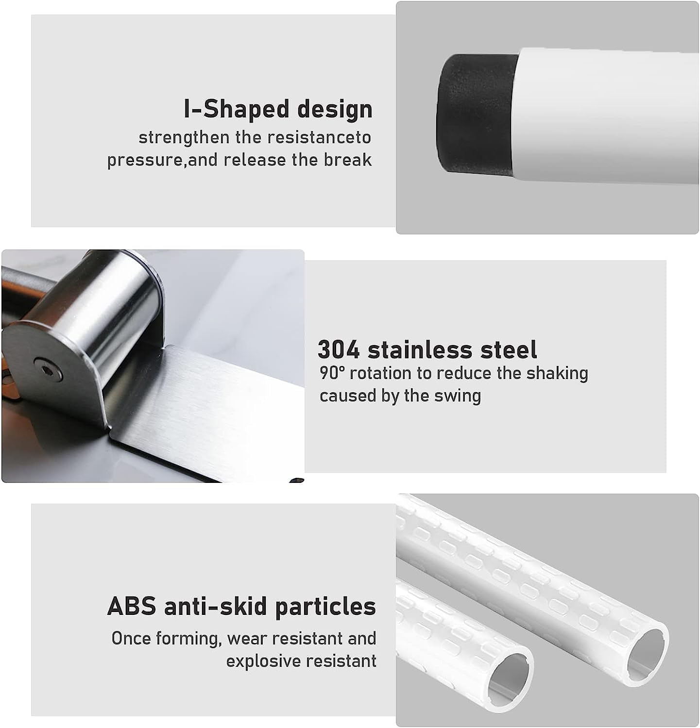 Barra de apoio dobrável para vaso sanitário, alça de chuveiro, barra de segurança para vaso sanitário, aço inoxidável para deficientes e idosos - 4