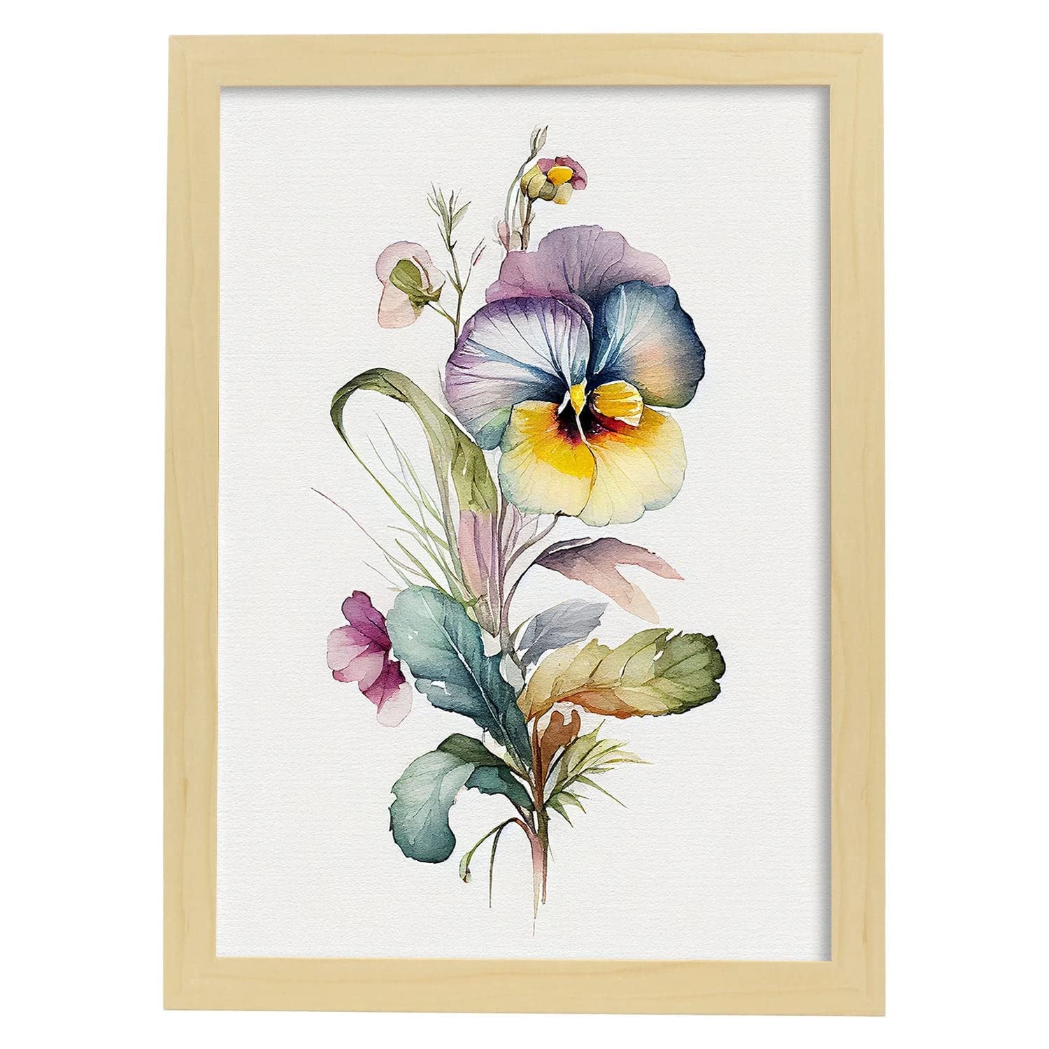 Dazzlewall Lot 3 Art Mural Fleuri Aquarelle 30x40cm - Tableaux Botaniques Fleurs Sauvages
