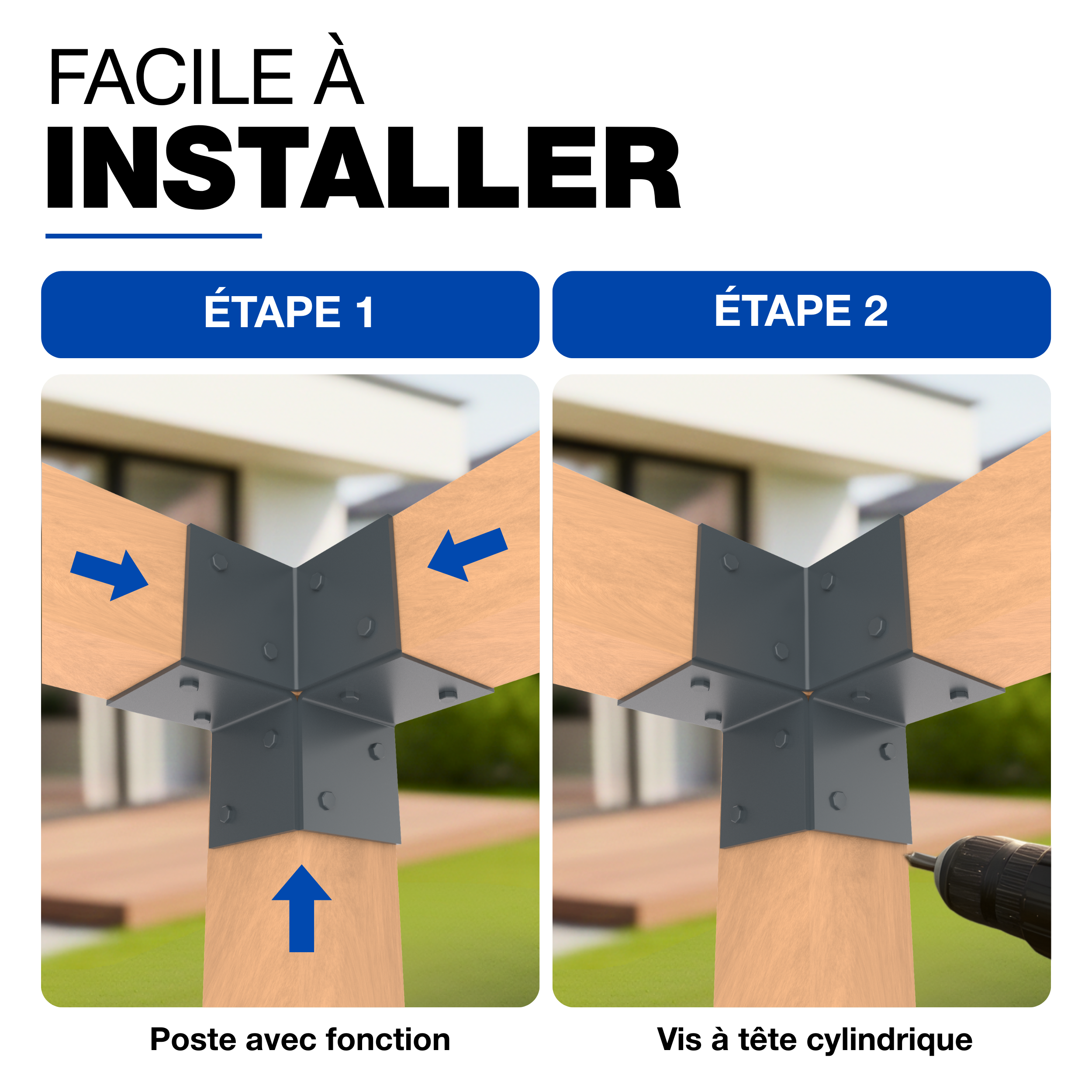 Connecteur d’Angle Pergola 71x71 Revêtement Poudré Anthracite Équerre d’Angle 3 Voies pour Gazebo et Pergola en Bois GeZu Impex - 3