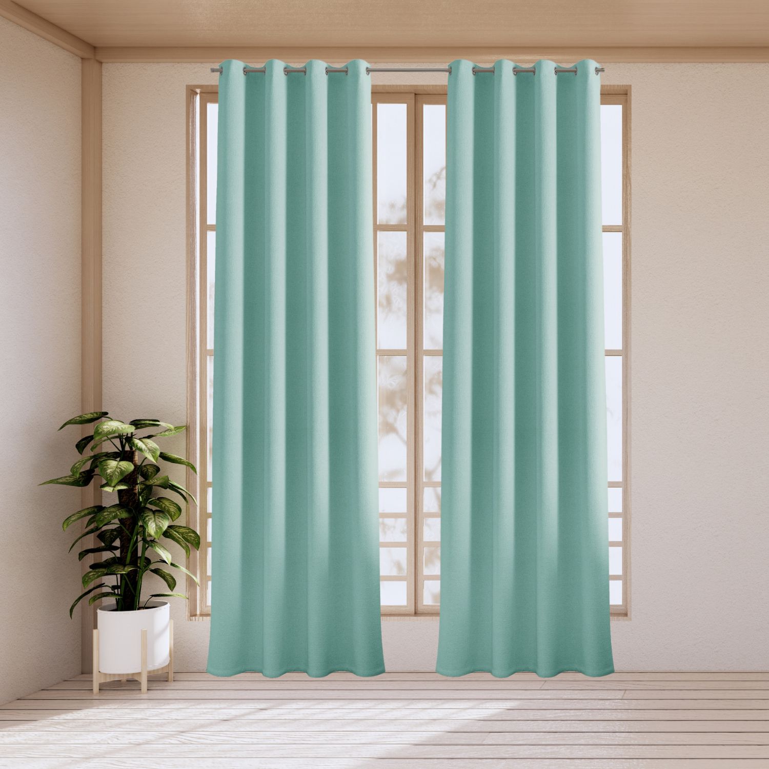 Pack 2 cortinas confeccionadas loneta turquesa 140x260cm donegal collections