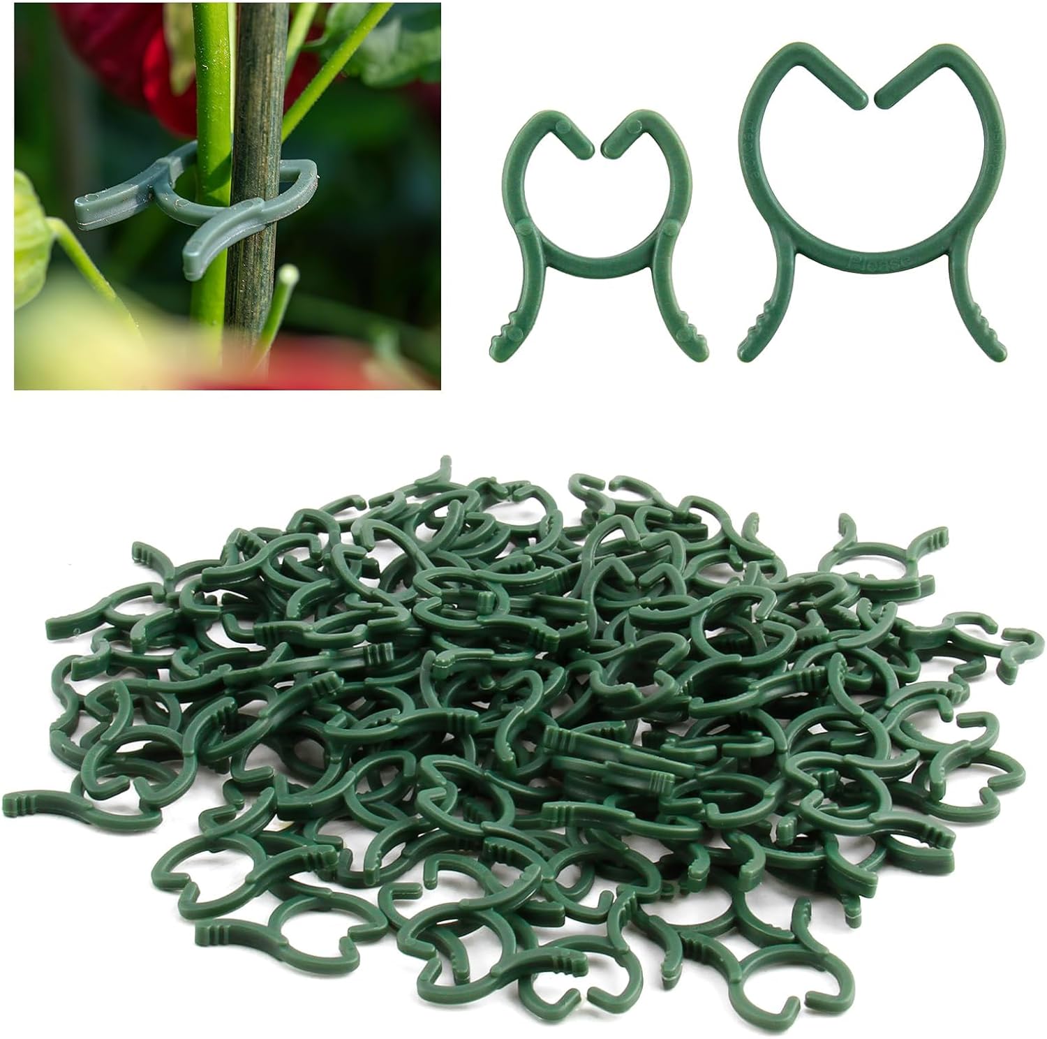 Kjzeex 30 Clips De Support Pour Plantes Grimpantes Réutilisables - Attaches Tomates, Roses Et Végétaux - Vert