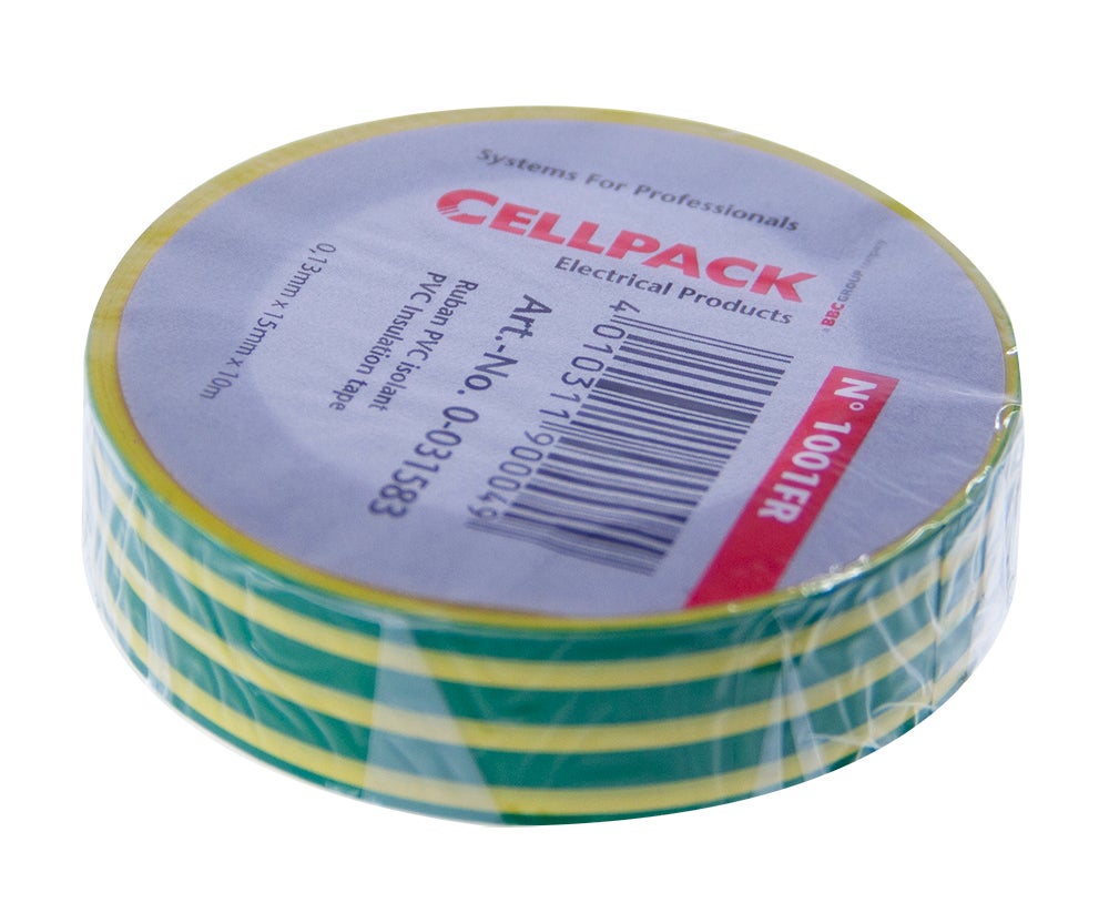 Lot De 5 Rouleaux De Ruban Isolant électrique Vert - 10m X 15mm, Résistant De -10°C à 105°C - Neuf