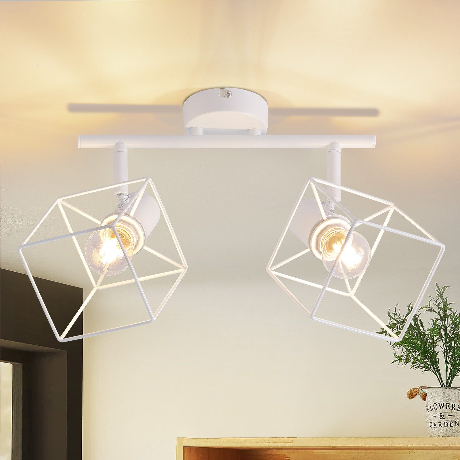 NETTLIFE Czarny Reflektorowa sufitowy E14 regulowany 350° w stylu vintage, metalowy, regulowany bez żarówki