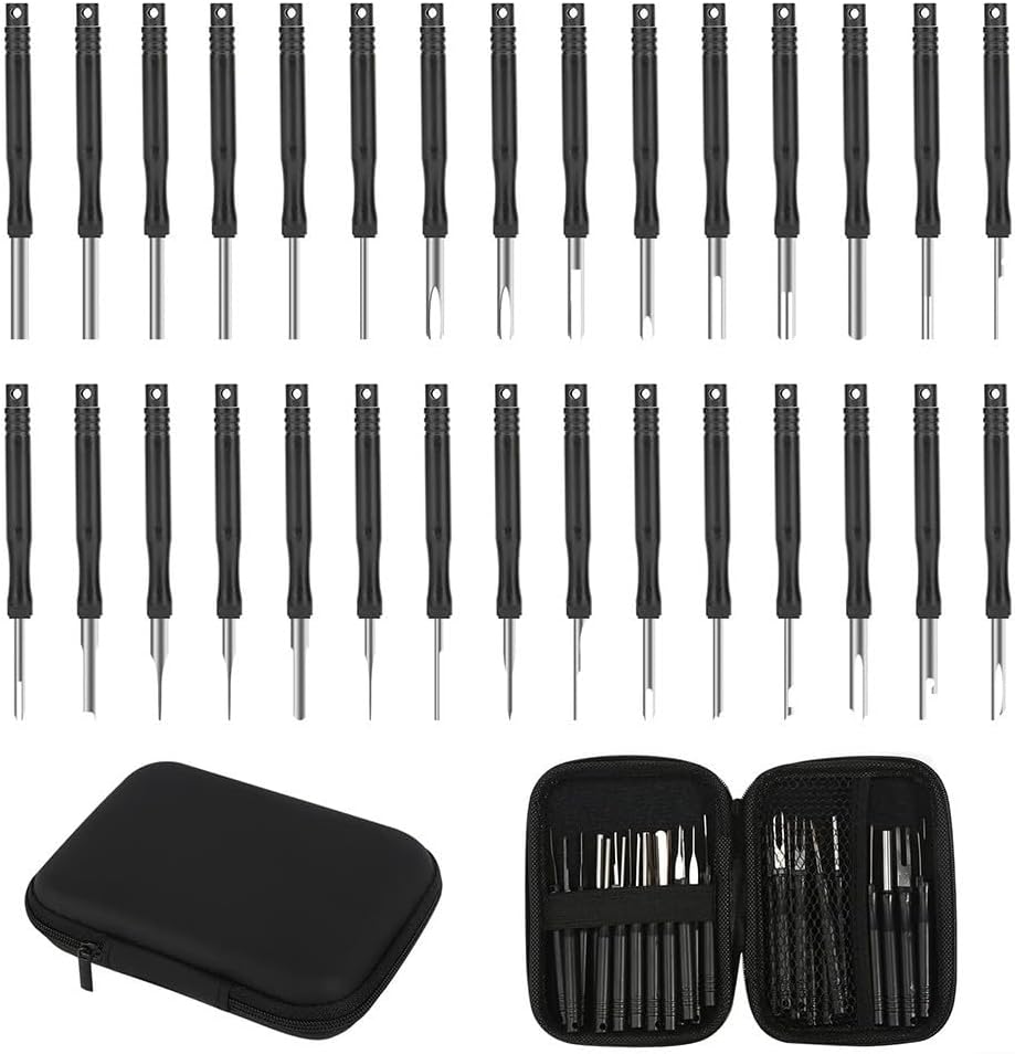 Zestaw narzędzi do demontażu kabli samochodowych, 30-częściowy zestaw do wyciągania sworzni, narzędzia naprawcze w etui, łatwe i wydajne usuwanie
