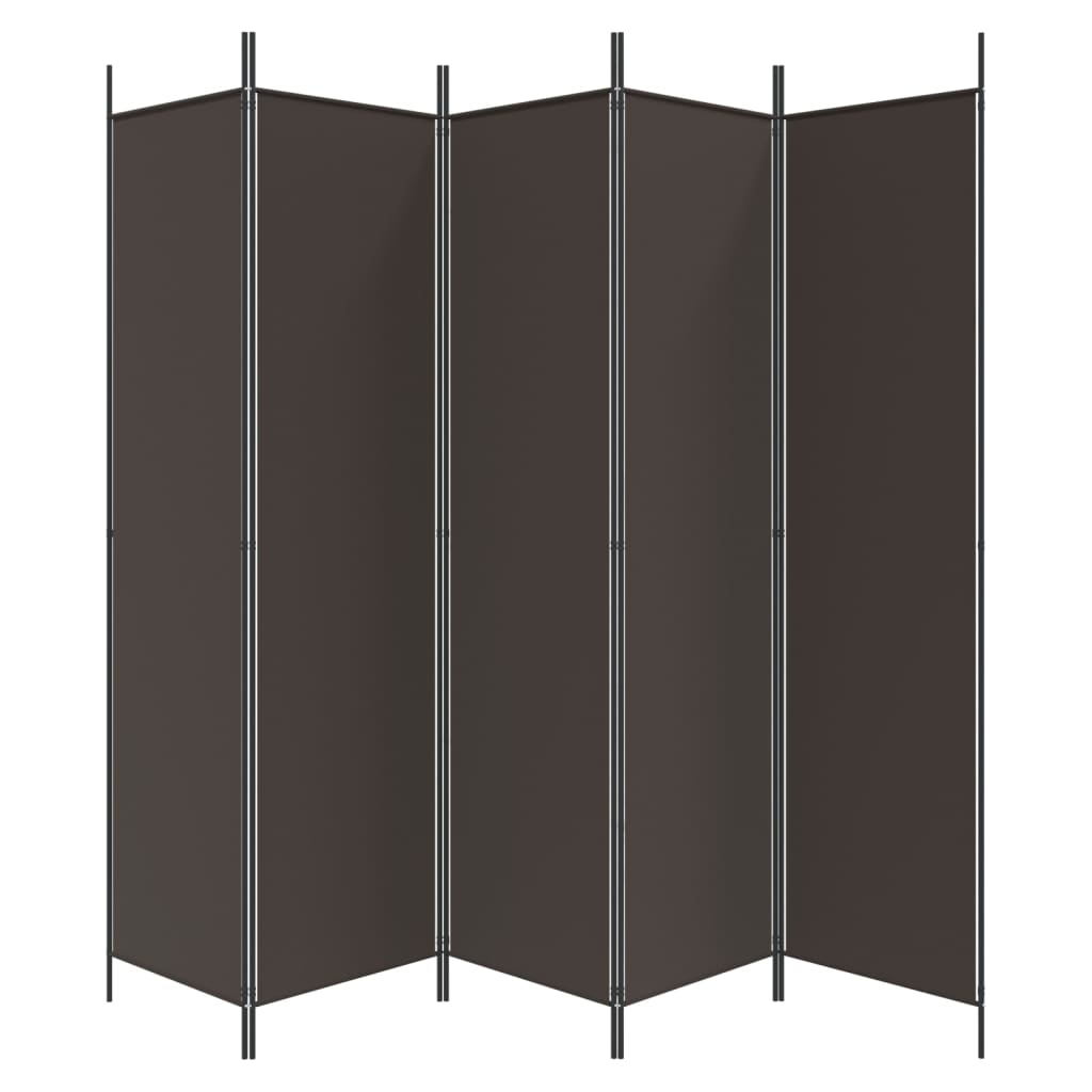 vidaXL Cloison de séparation 5 panneaux Marron 250x200 cm Tissu - 4