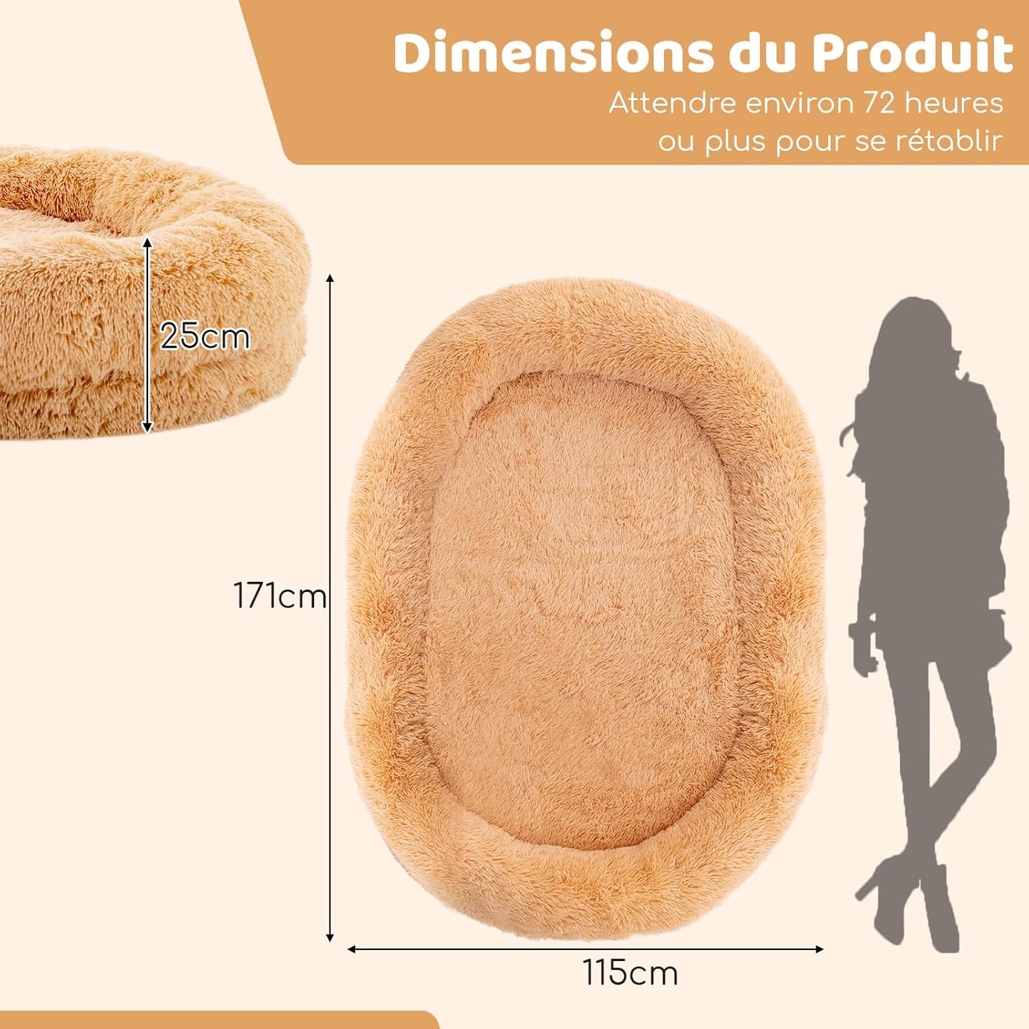 Letto per Cani Umani, Cuccia per Cani di Taglia Umana con Coperta Morbida, Cuscino Morbido, Letto Pelo Finto Gigante e Lavabile per Persone e - 9