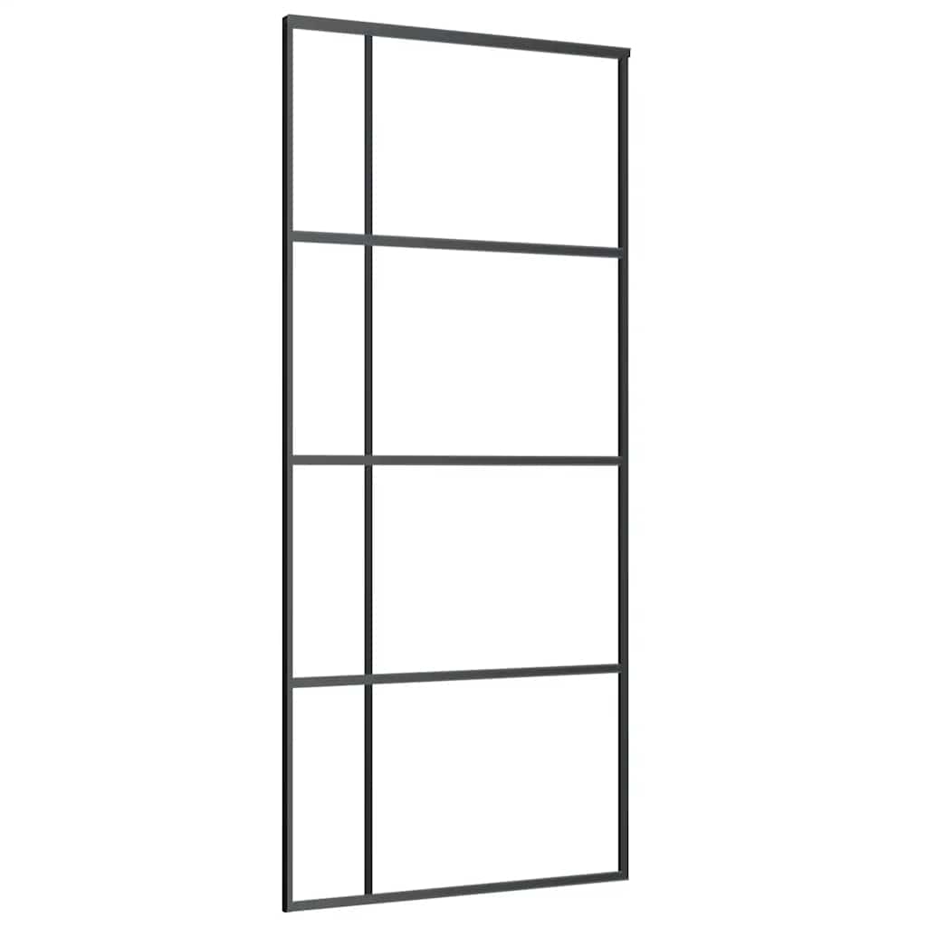 vidaXL Porte coulissante Verre ESG dépoli et aluminium 90x205 cm Noir - 2