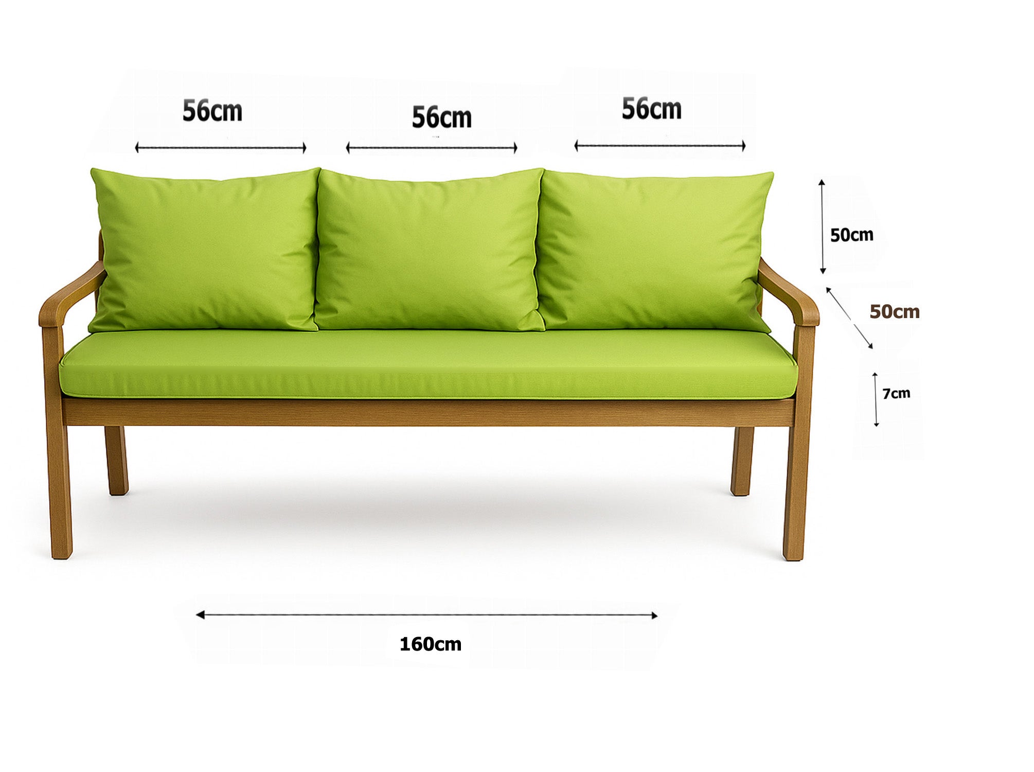 Coussin pour banc 160x50x50cm, Coussins pour balancelle de jardin Chaux, couvertures amovibles, Coussin extérieur/intérieur - 3