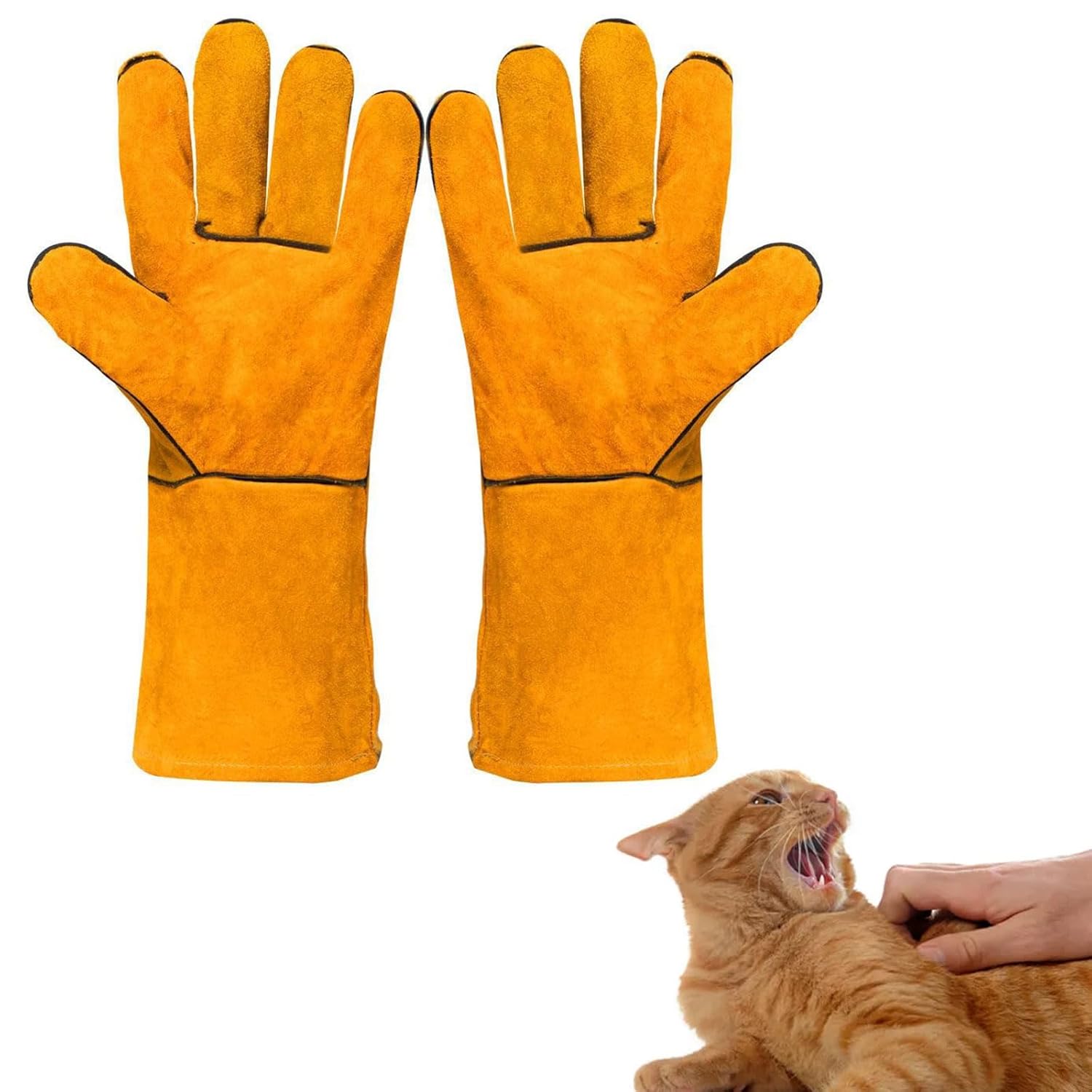 Anti-Morsure Gants de Manutention pour Animal, Sécurité Cuir Gants de Travail pour Le Bain, Le