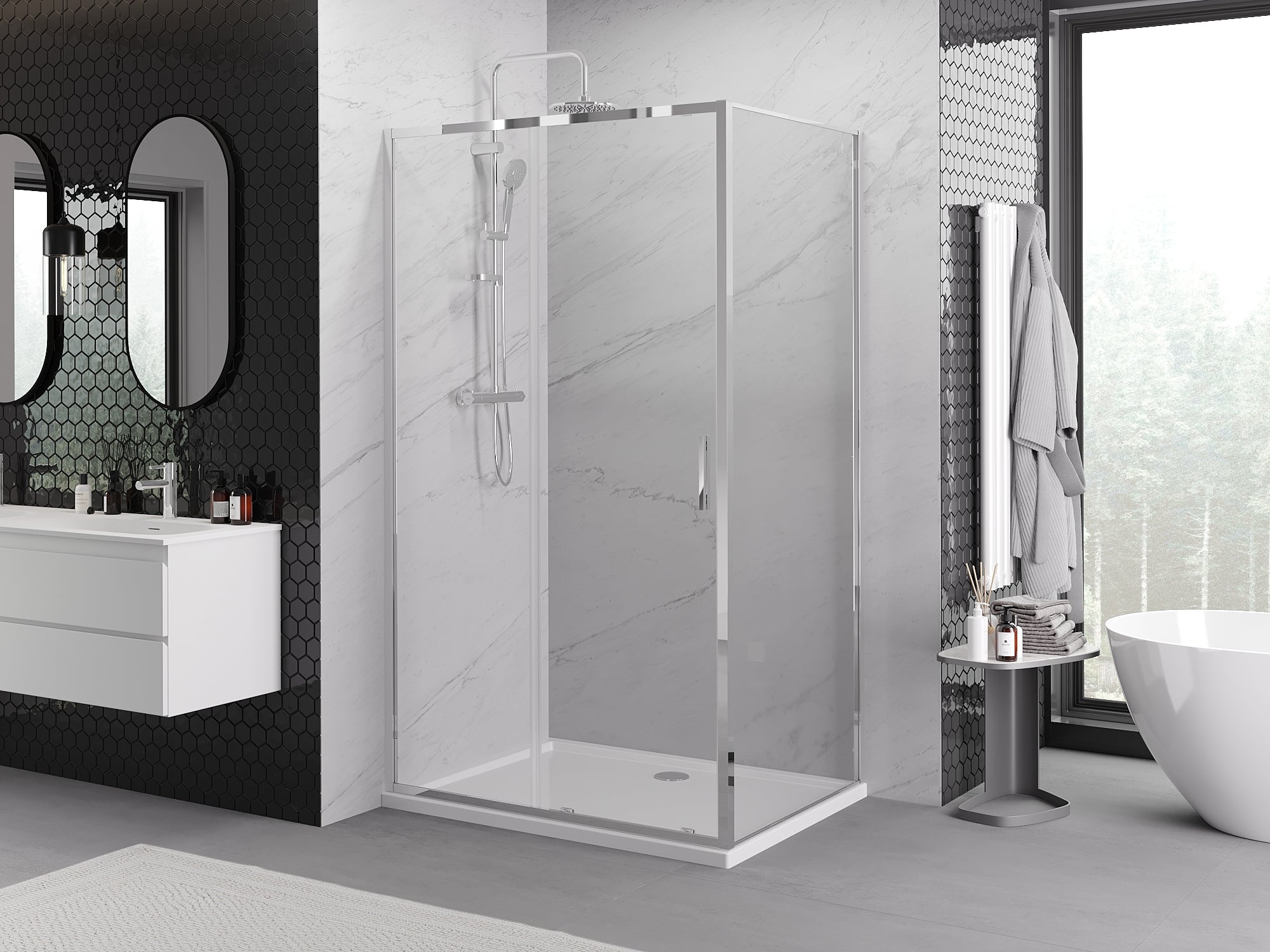 Mexen Exo kabina prysznicowa rozsuwana 100 x 95 cm, transparent, chrom - 8151-100-095-01-00 - 4