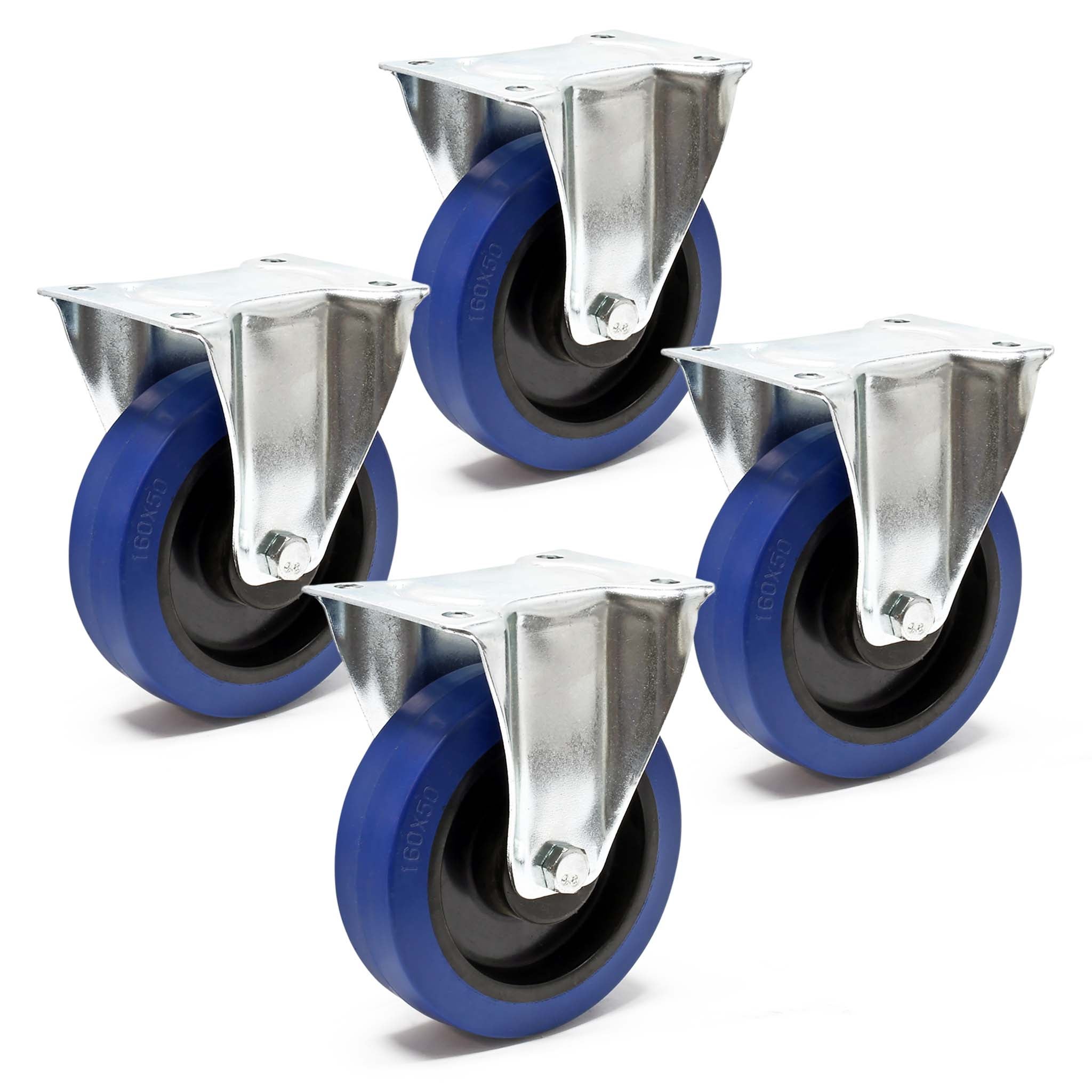 Juego De 4 Ruedas Giratorias Con Freno - 160 Mm, Soporte Hasta 300 Kg Cada Una, Placa De Montaje 105x80 Mm, Ideales Para Carritos O Muebles Pesados