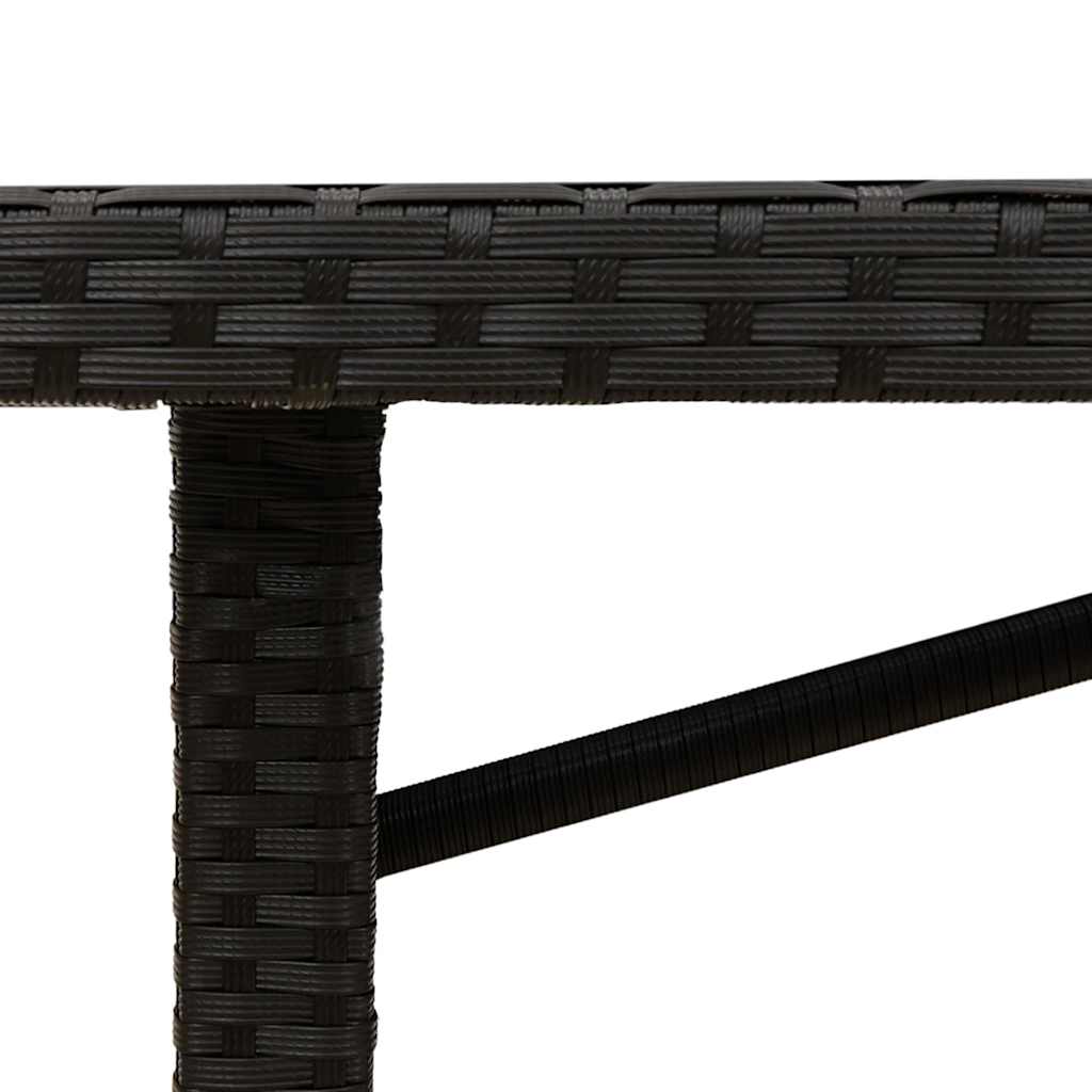 Table de jardin dessus en verre noir 190x80x74cm résine tressée - 9
