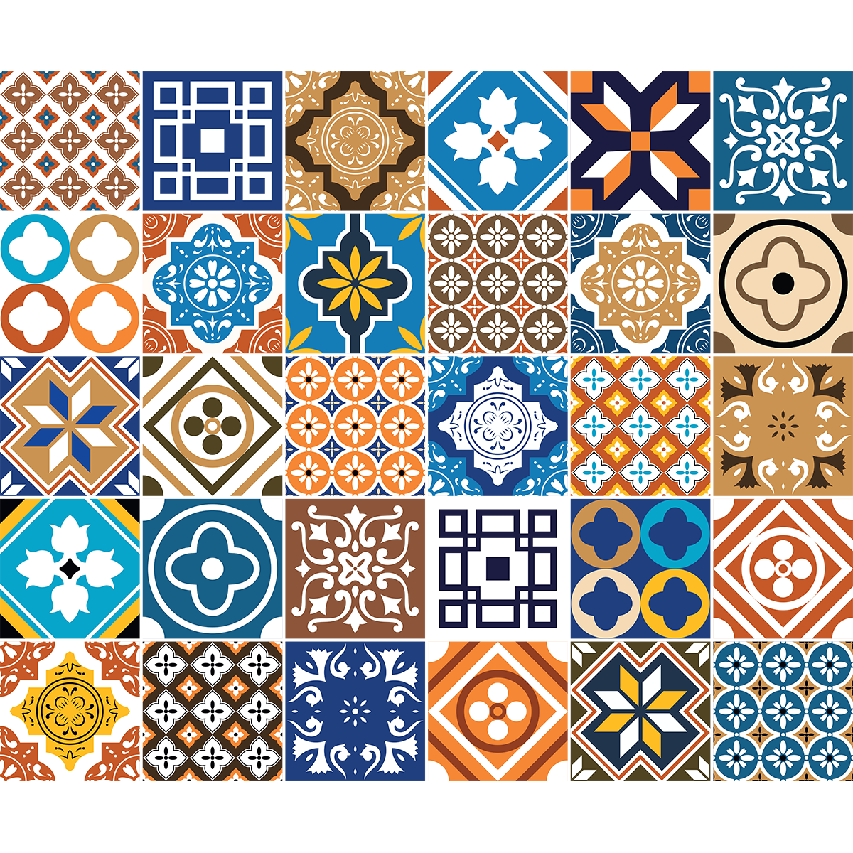 Stickers Décoratifs Carrelage Pula - Lot De 16 - Vinyle Amovible - Décoration Mur Cuisine Salle De Bain