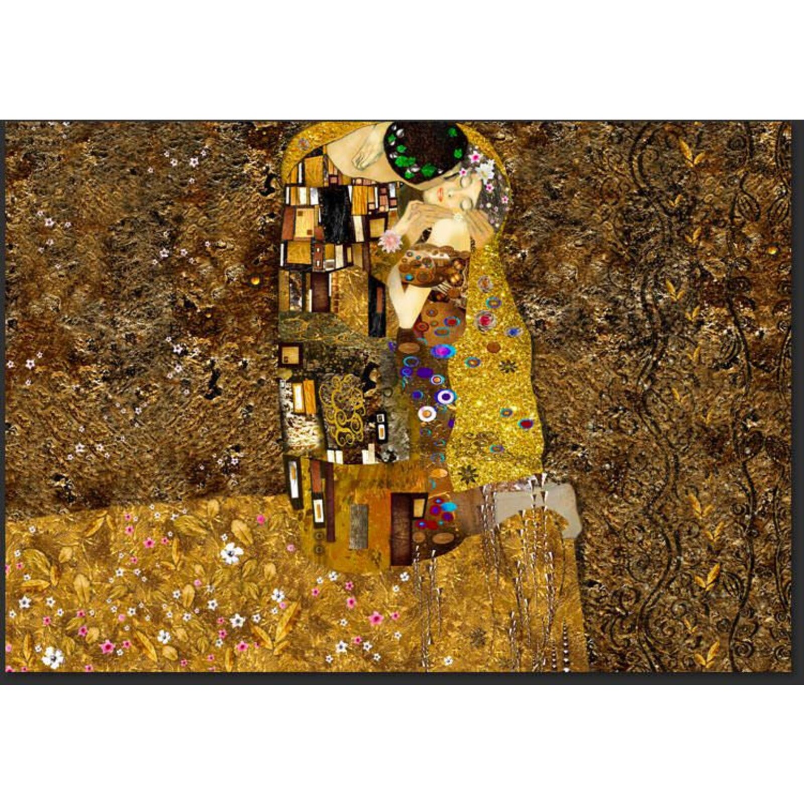 Papier peint Klimt inspiration baiser d'or - 250 x 175 cm - 2
