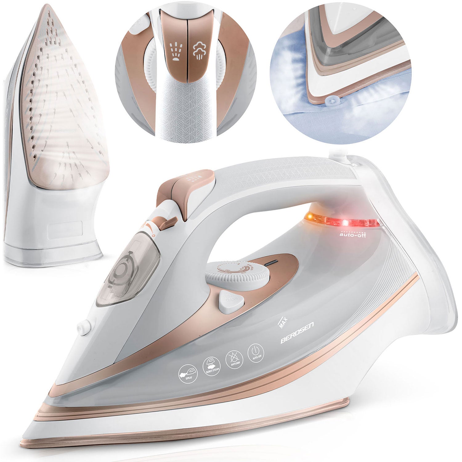 Żelazko parowe Berdsen BD-332 ceramiczna powłoka 3000W praca w pionie