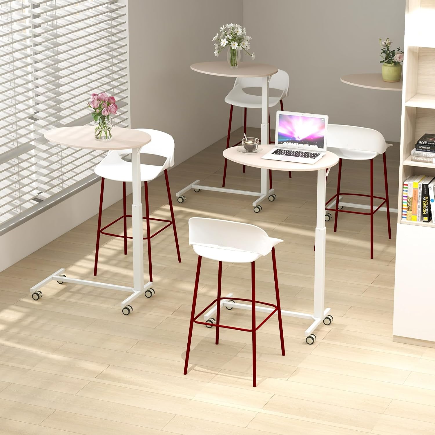 Tavolino da Letto e Divano per PC, Tavolino Regolabile in Altezza con Ruote Bloccabili e Piano Ovale, Tavolino per Mangiare e Lavorare, 76 x 5 - 2