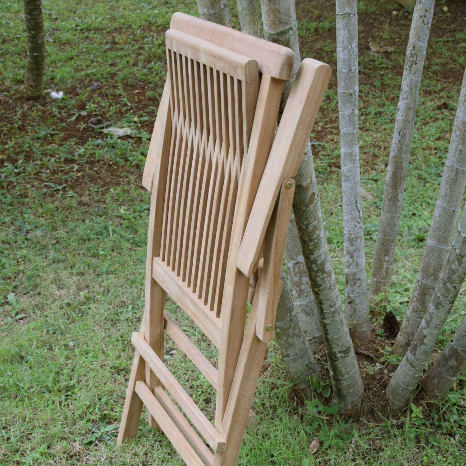 Fauteuils de jardin pliants en teck massif Java (lot de 2) - 3
