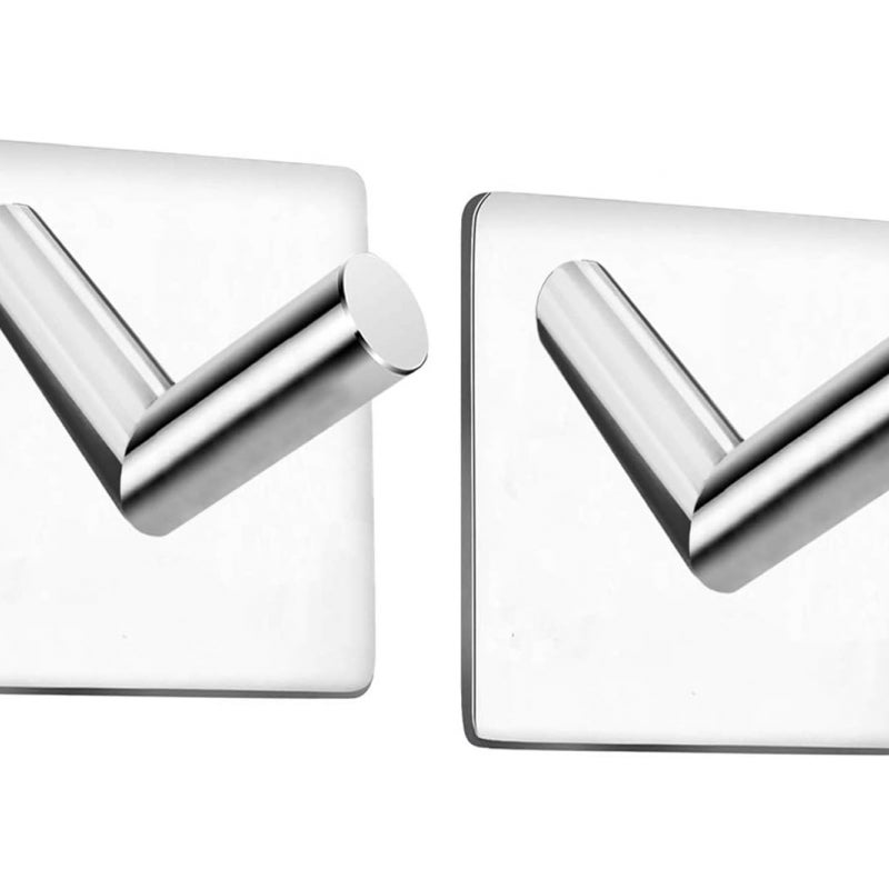 Haczyki ścienne samoprzylepne 3M, wieszaki na ręczniki ze stali nierdzewnej do łazienki, kuchni, szafek, chromowane kwadratowe, 2 sztuki