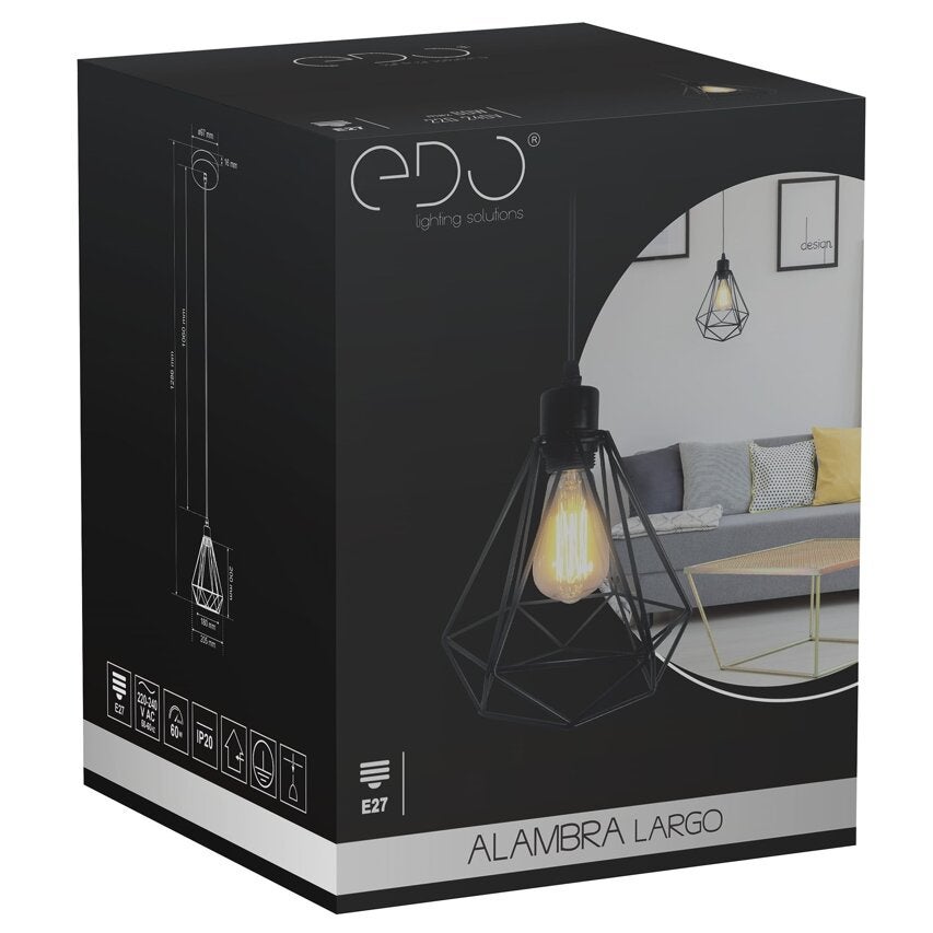 Lampa wisząca Loft Alambra Largo E27 czarna, industrialna EDO777193 EDO SOLUTIONS - 7