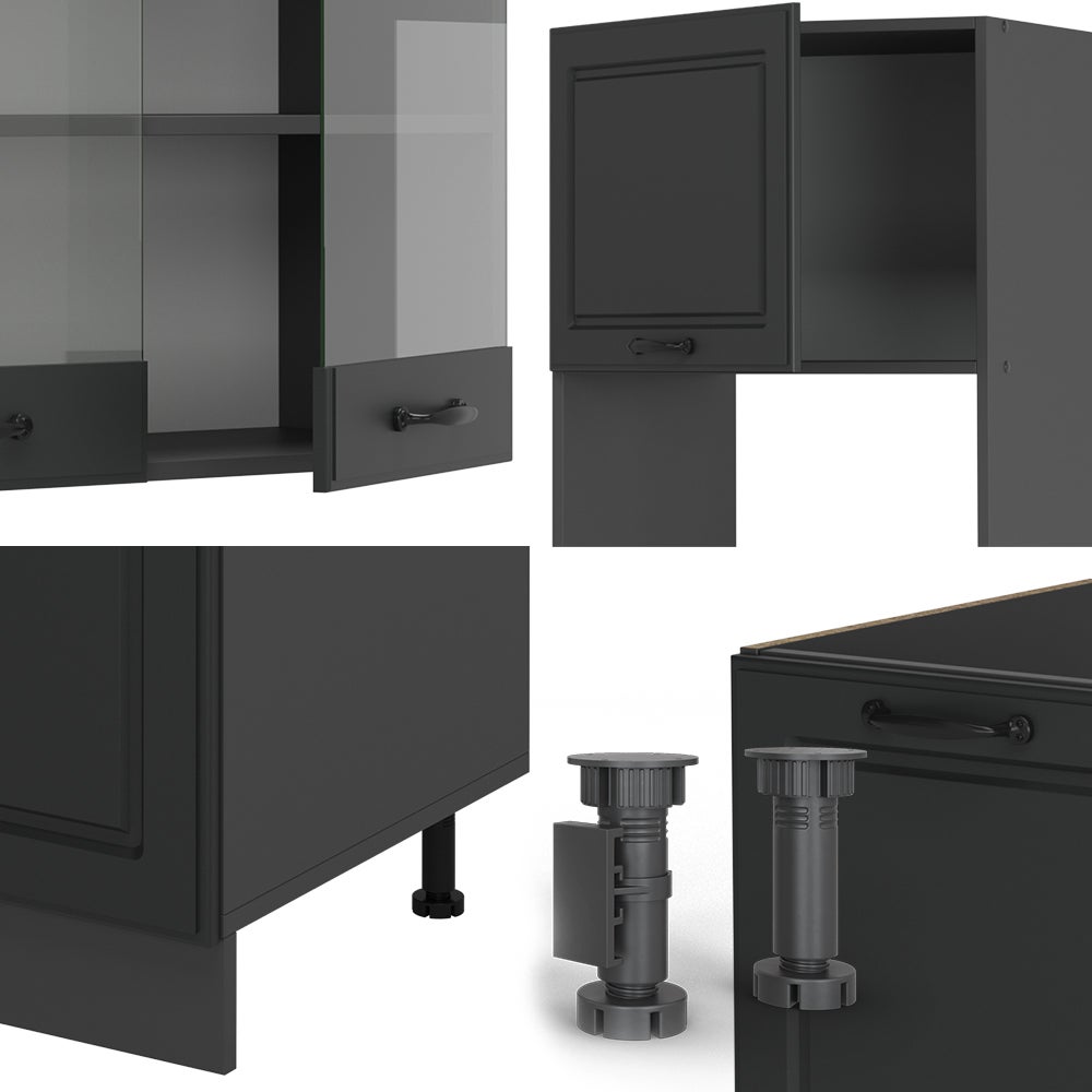 Vicco Cuisine en angle R-Line, Anthracite campagne/Anthracite, 247 x 237 cm sans PT - 4