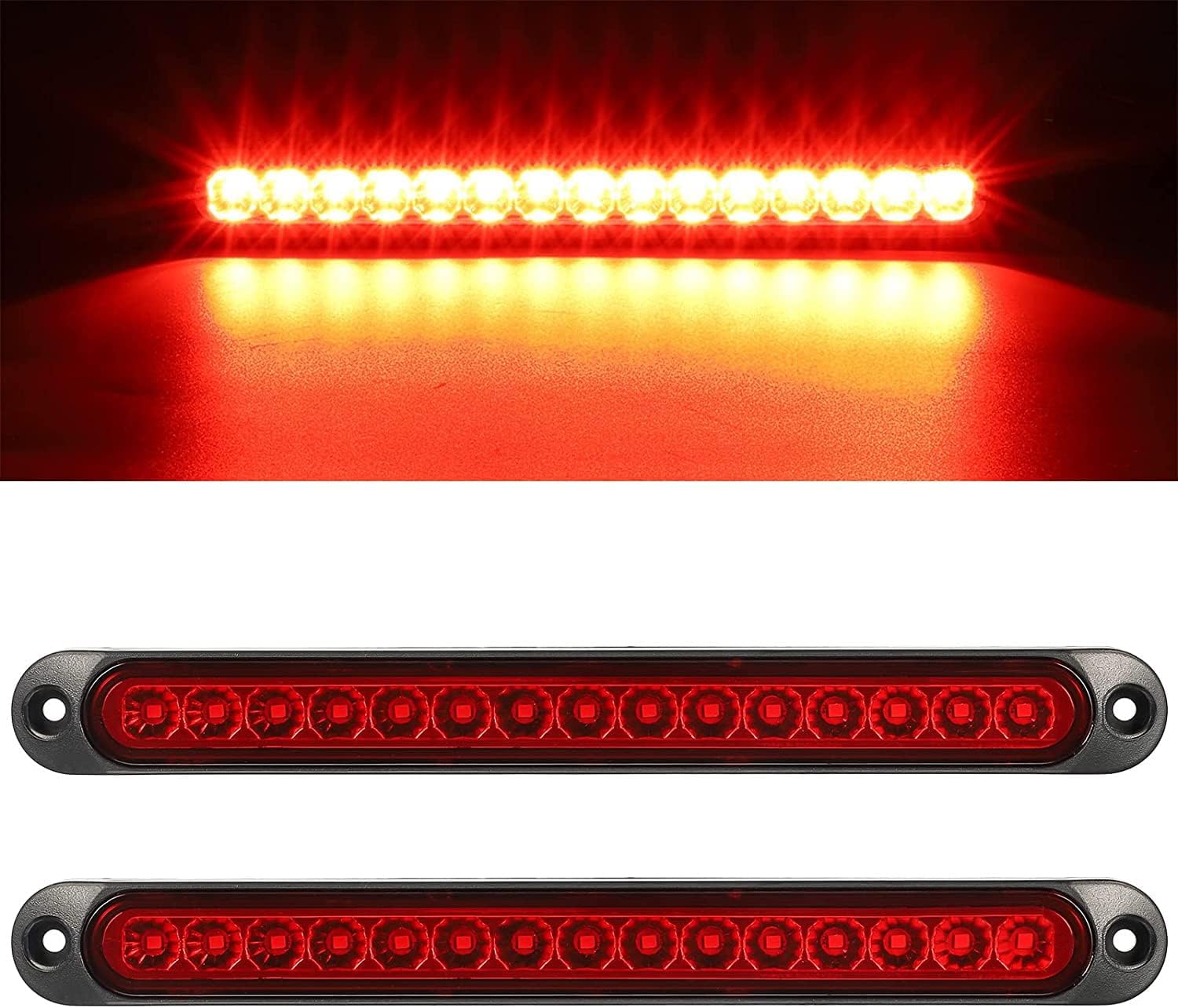 2x Listwy świetlne LED 15 LED Wodoszczelne 12/24V - Hamowanie, Światła obrysowe do ciężarówek, SUV-ów, ATV, UTV