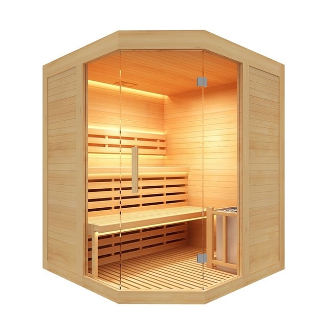 Sauna d'intérieur Sense Sense 3 places verre d'angle 4,5kW sapin