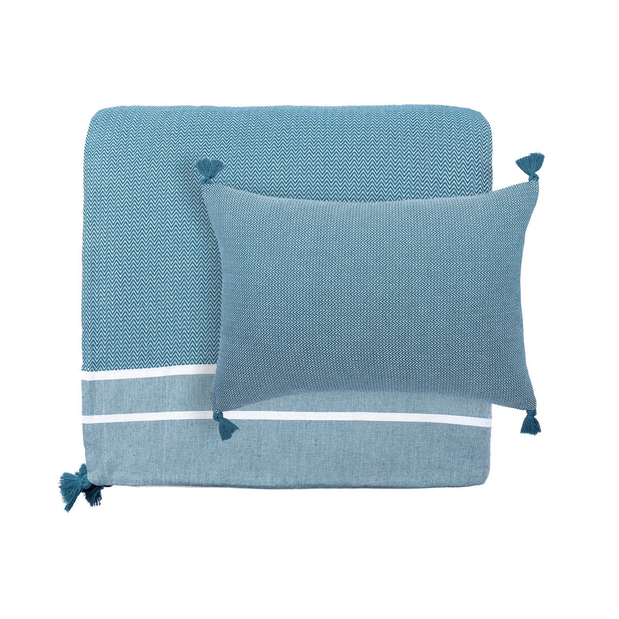 Housse de coussin 60x40 coton bleu pétrole - 4