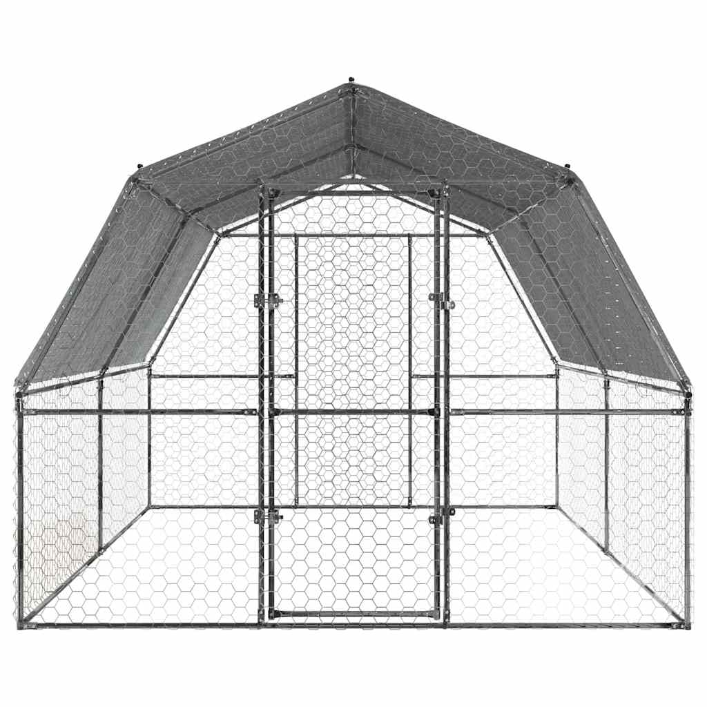 Galinheiro com telhado e porta aço galvanizado prata - COMFORTXL - 4