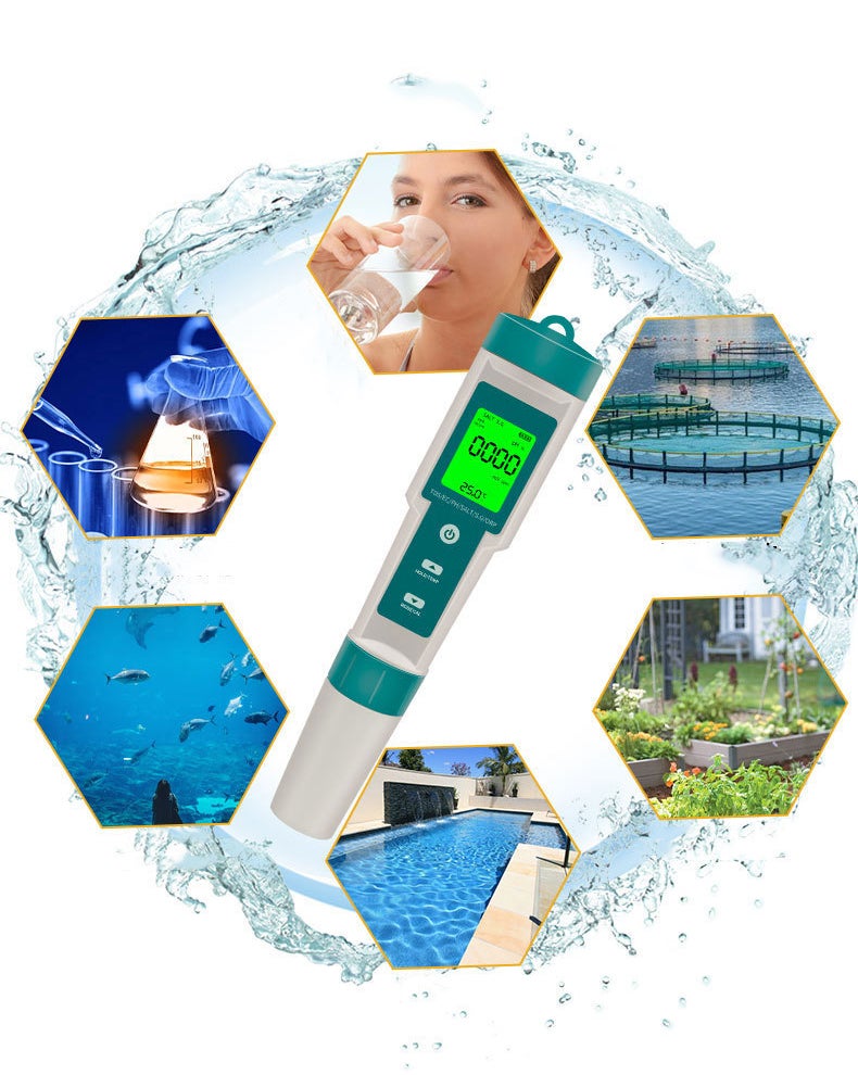 Stylo de test de qualité de l'eau multifonctionnel sept en un, blanc et vert (rétroéclairage, avec batterie) - 3