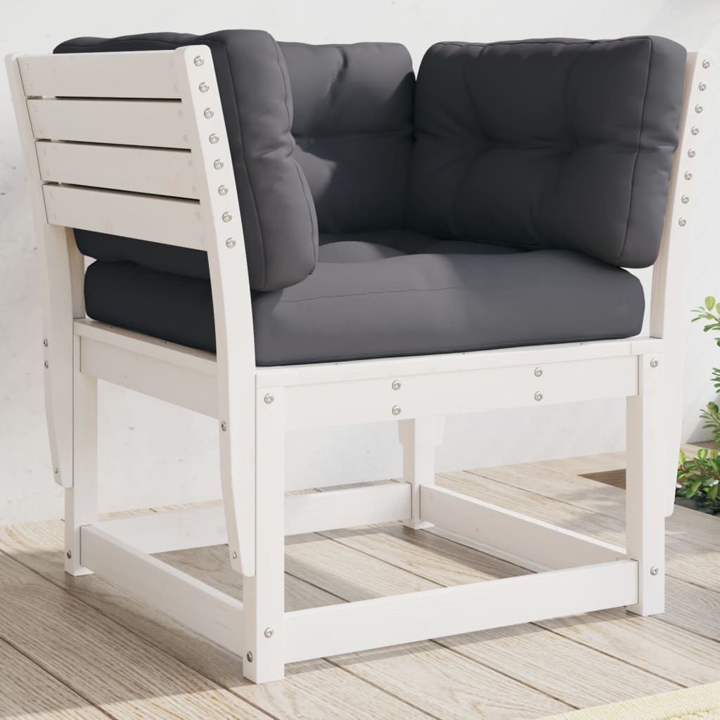 Canapé de jardin，Canapé d'extérieur，Banquette，Sofa de jardin accoudoir avec coussins blanc bois massif pin CFW11134 - 2