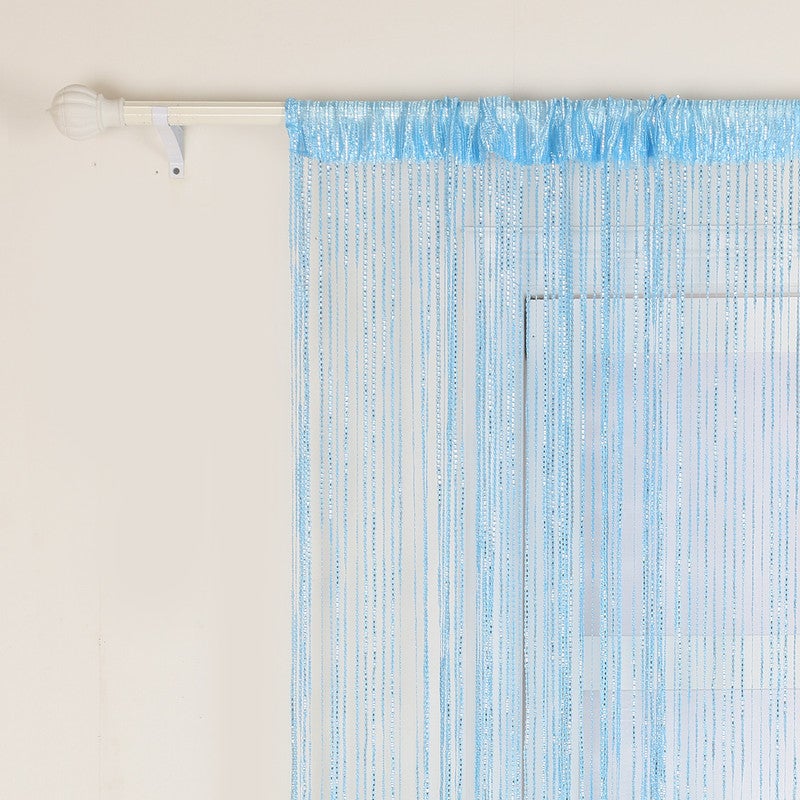 Panel zasłony drzwiowej Moskitiera Cekinowa przędza Zasłony Dekoracja ścienna Okno Drzwi Frędzle Pokój 100 x 200 cm, Błękitny
