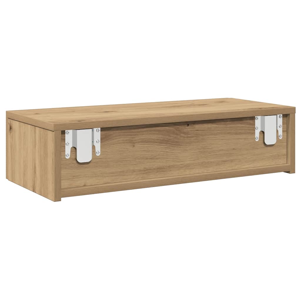 Étagère murale | Étagère flottante avec tiroirs chêne artisanal bois d'ingénierie CFW65307 - 6