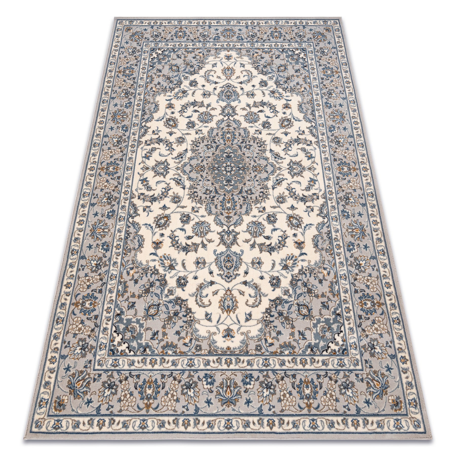Dywan wełniany NAIN Ornament, ramka 7335/51635 beż / niebieski 240x340 cm