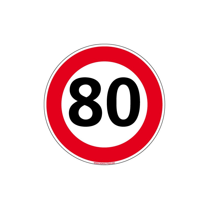 PANNEAU LIMITATION VITESSE 80 km/h Diamètre 650 mm Leroy Merlin