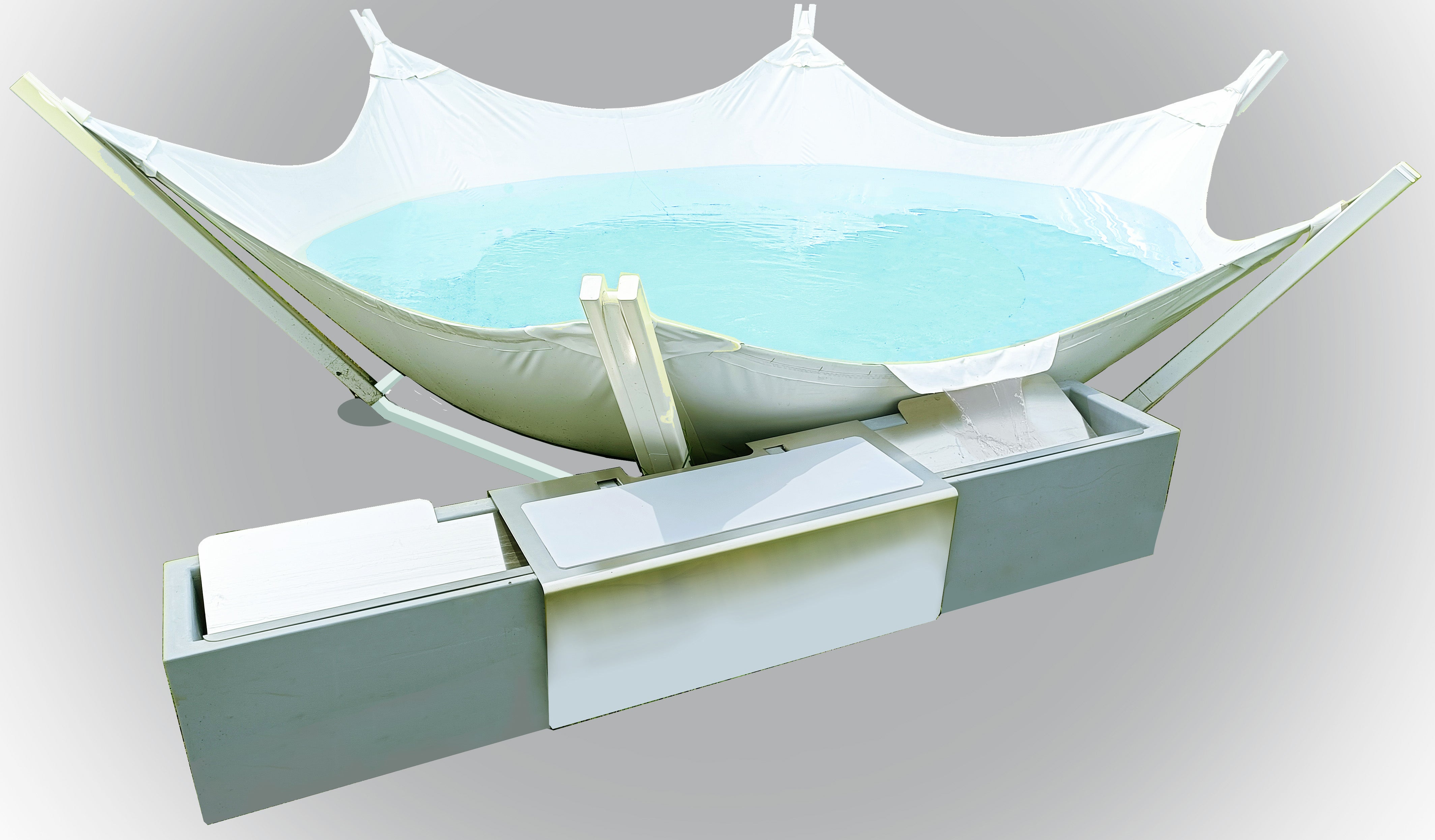 Piscina comfort manta bay, modelo de 5 plazas, cubierta blanca, kit completo, botany bay pools