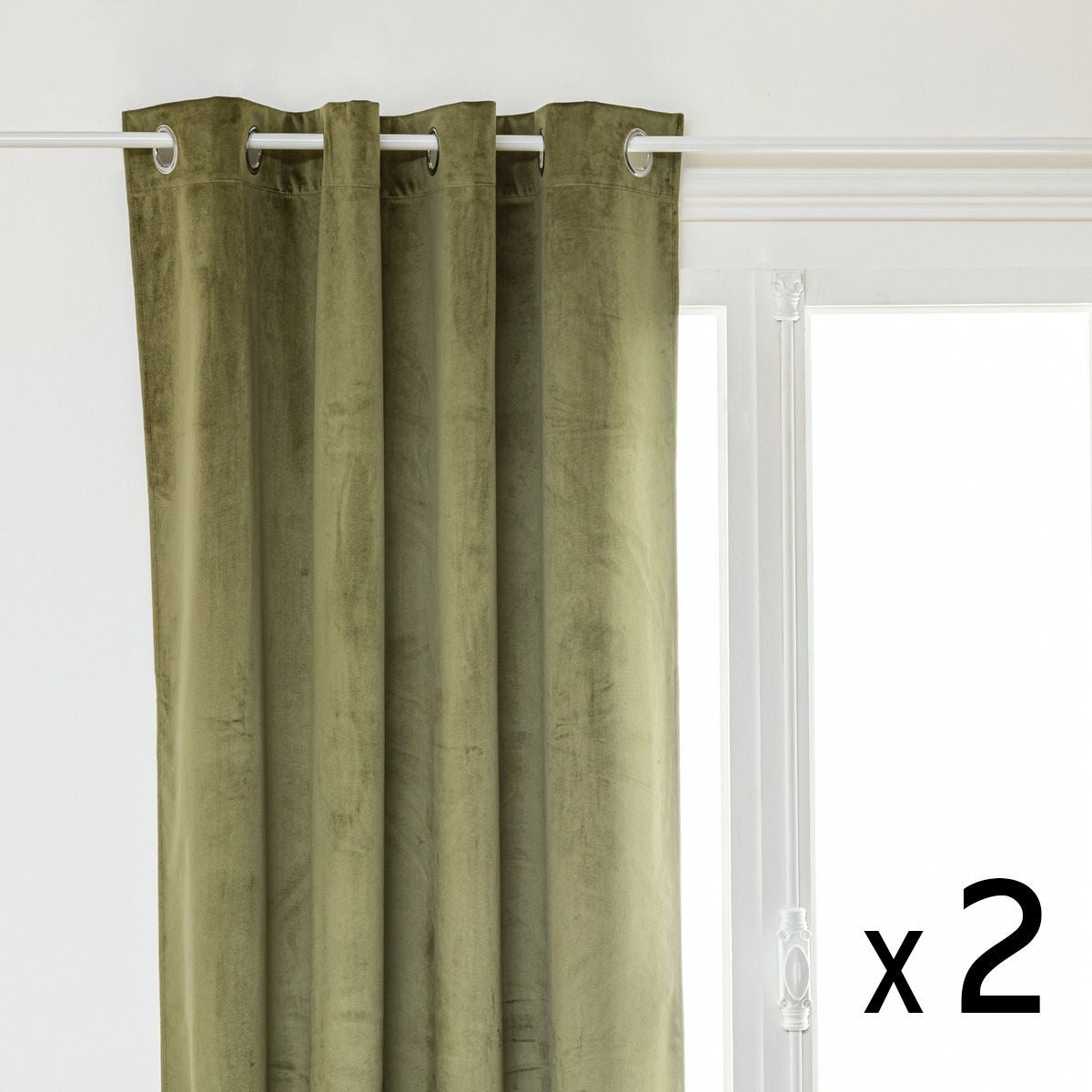 Lot De 2 Rideaux Velours Occultants 140x280cm Bleu - Neufs, Isolation Thermique