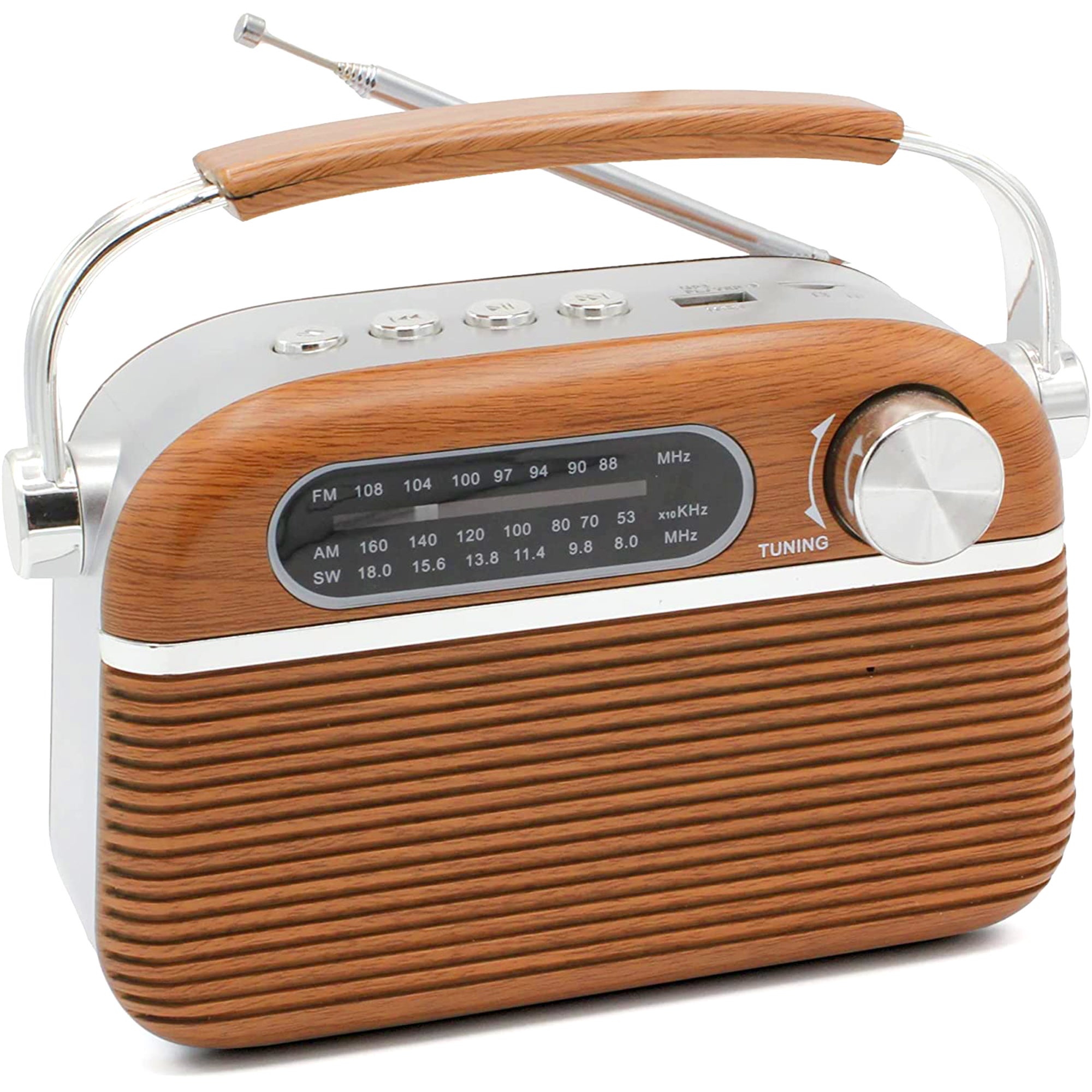 FISHTEC - Radio Vintage Années 60 - FM AM SW - Lecteur MP3 USB